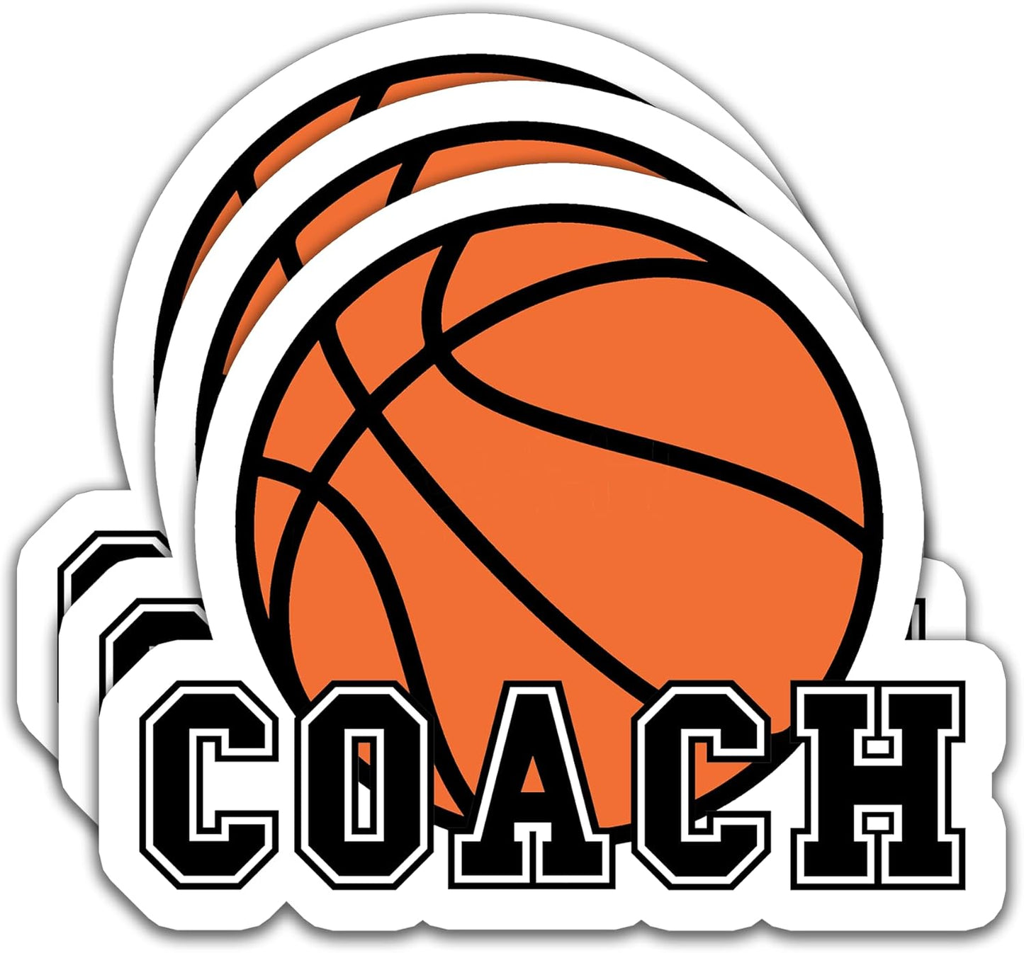(3PCS) Coach Basketball Stickers – Waterproof Vinyl Decals for Coach, Player, Team – Sports Stickers for Tumblers, Laptops, Water Bottles,Basketball Gift Size 3 x 2.5 Inch