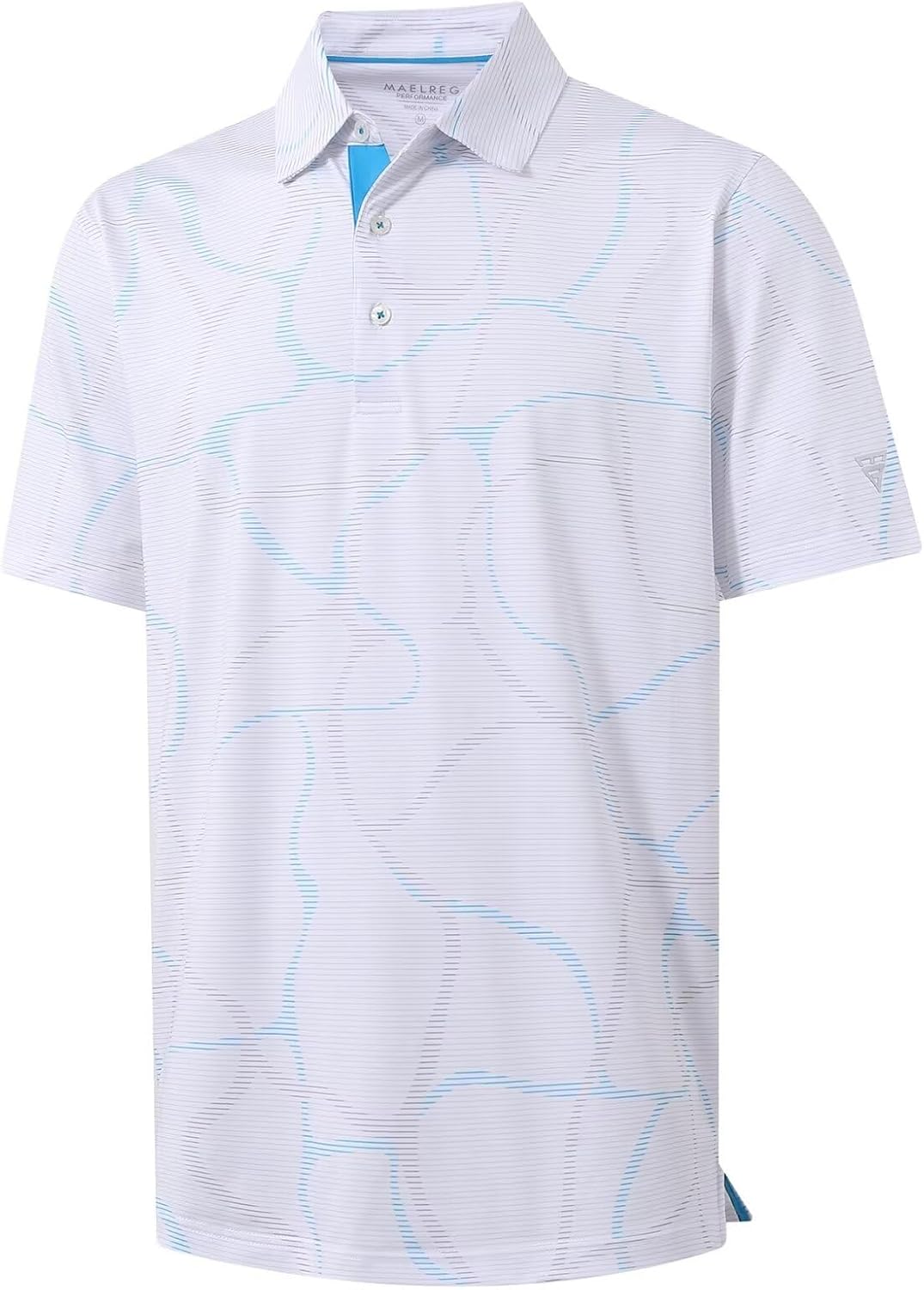 M MAELREG Mens Golf Shirt Short Sleeve Dry Fit Print Moisture Wicking Performance Patterns Collared Polo Shirt