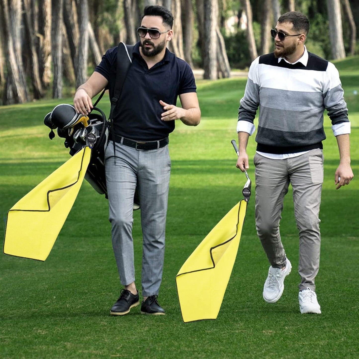 ZOEA Magnetic Towel, Magnetic Clip for Golf Towel, Microfiber Fabric Waffle Pattern Towels Industrial Strength Magnet for Strong Hold to Golf Carts or Clubs (1, Yellow)