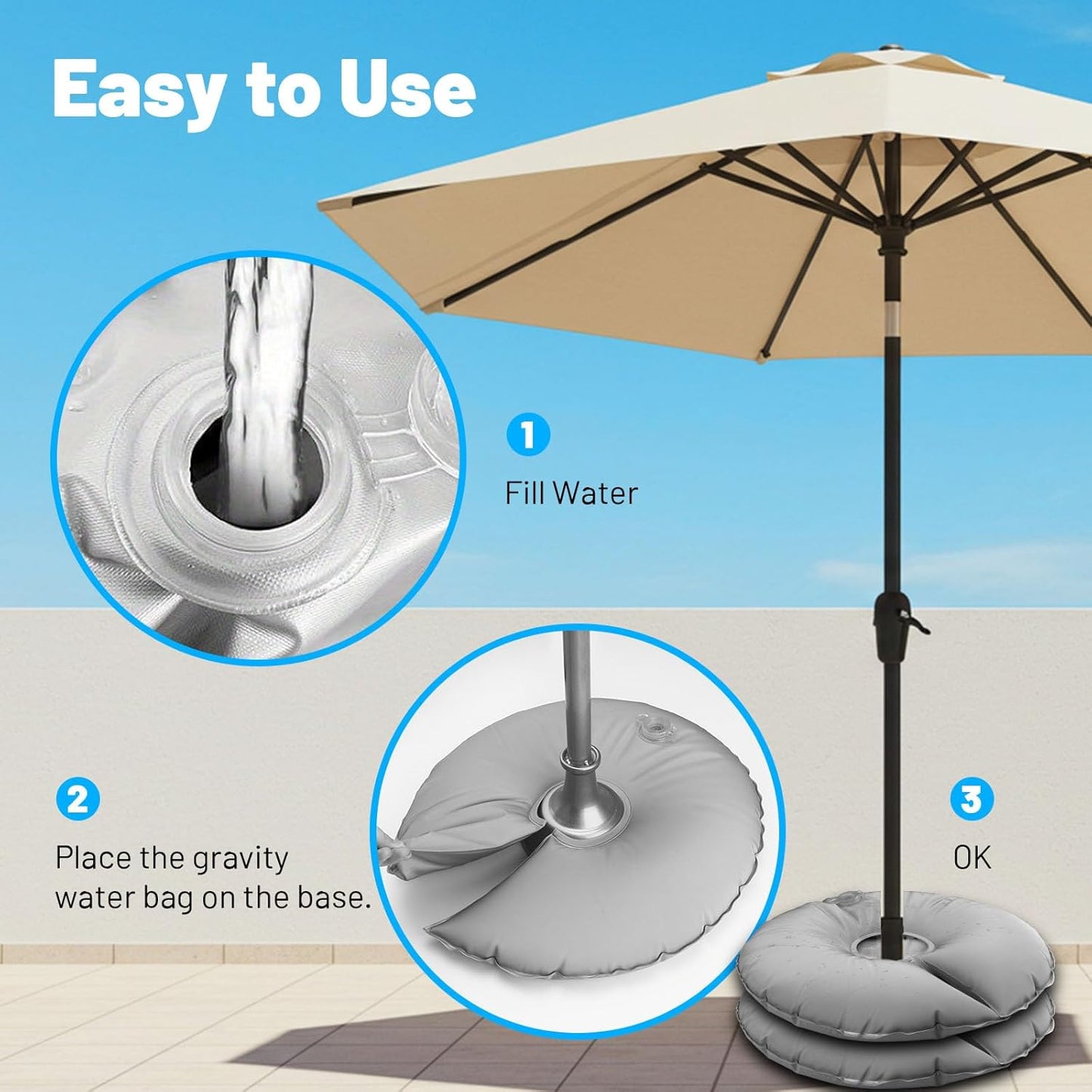 1 Pack 18" Water Bags for Feather Flag Base, Upgraded Thickened PVC Material, Openable Water Weight Bag for Feather Flag Stand Beach Umbrella and Photography Stand, 20 lbs Each