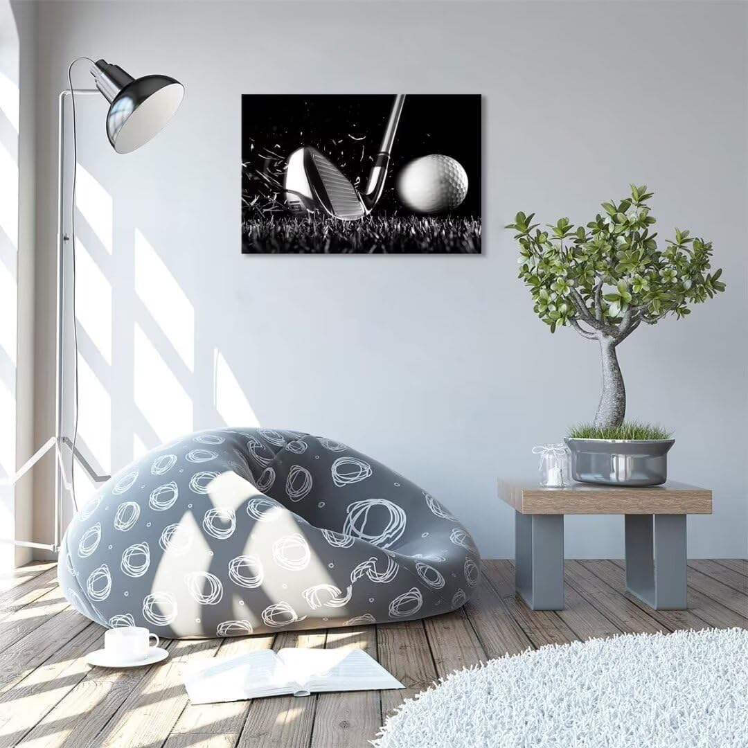 Golf Wall Art Golf Ball Picture Canvas Prints Golf Poster Wall Decor for Living Room Bedroom Home Decorations Framed Artwork Ready to Hang(28''H x 44''W)