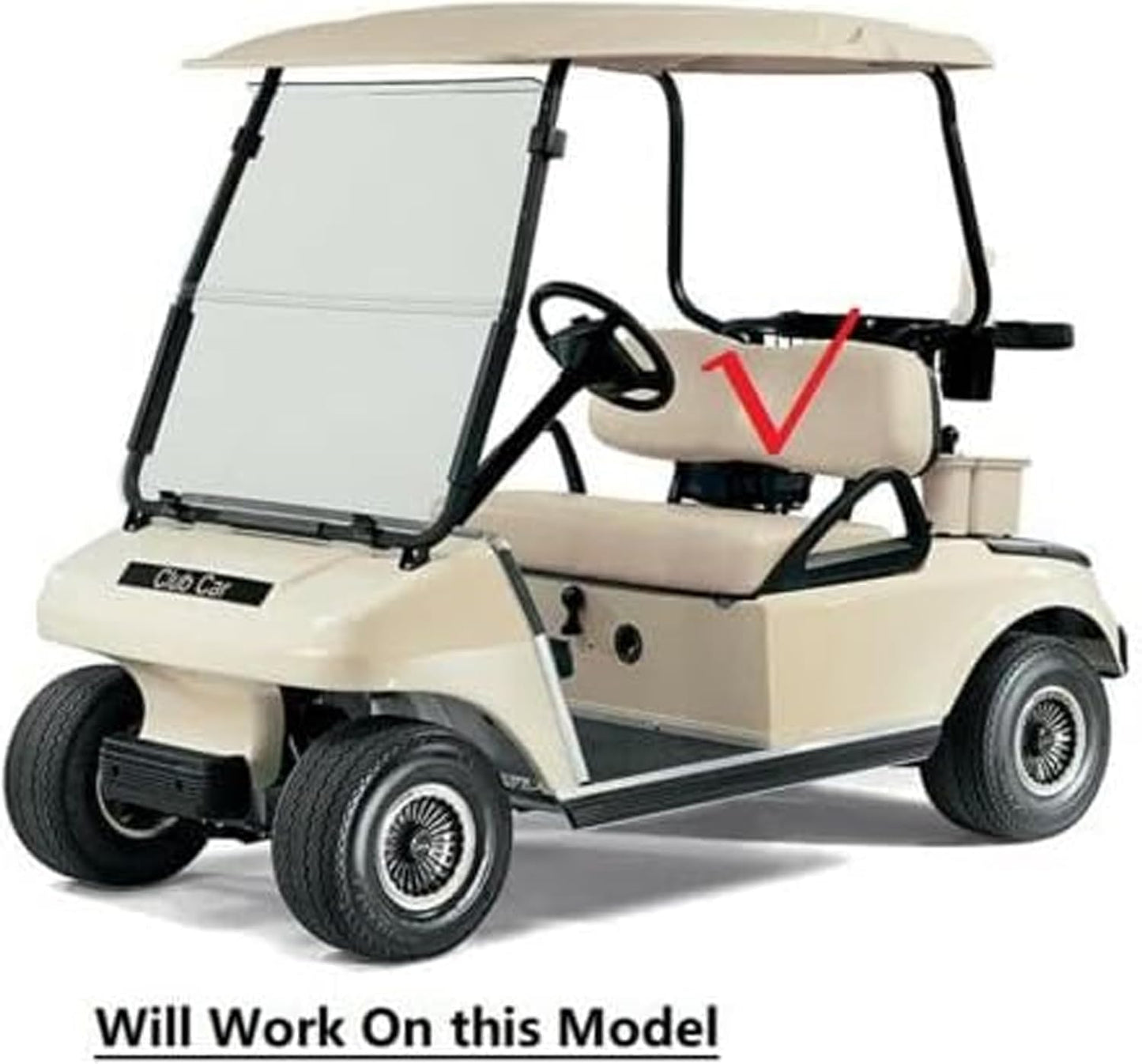 Huskey Parts Company Golf Cart Seat Cushion, Beige Color Front Bottom Seat for Club Car DS 2000 to 5 & Up, Golf Cart Front Seat Replacement with Mounting Hardware & Hinges