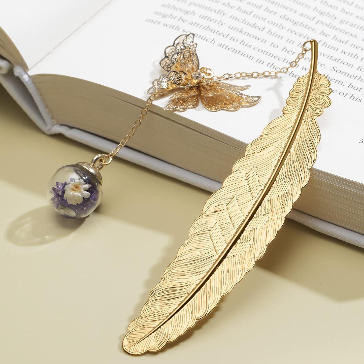 Metal Butterfly Feather Bookmark Birthday Gifts Teachers Christmas Gifts for Women Christmas Stocking Stuffers Valentine's Day Teacher Gifts Bookmarks for Women Girls Readers Book Lovers