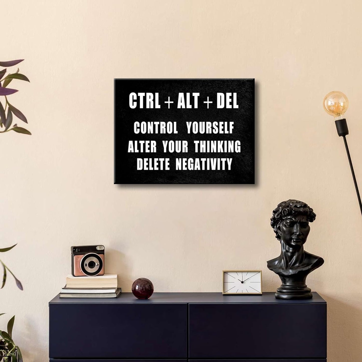 Pyradecor Motivational CTRL+ALT+DEL Classroom Positive Quotes Inspirational Poster Canvas Prints Wall Art for Office Living Room Home Decorations