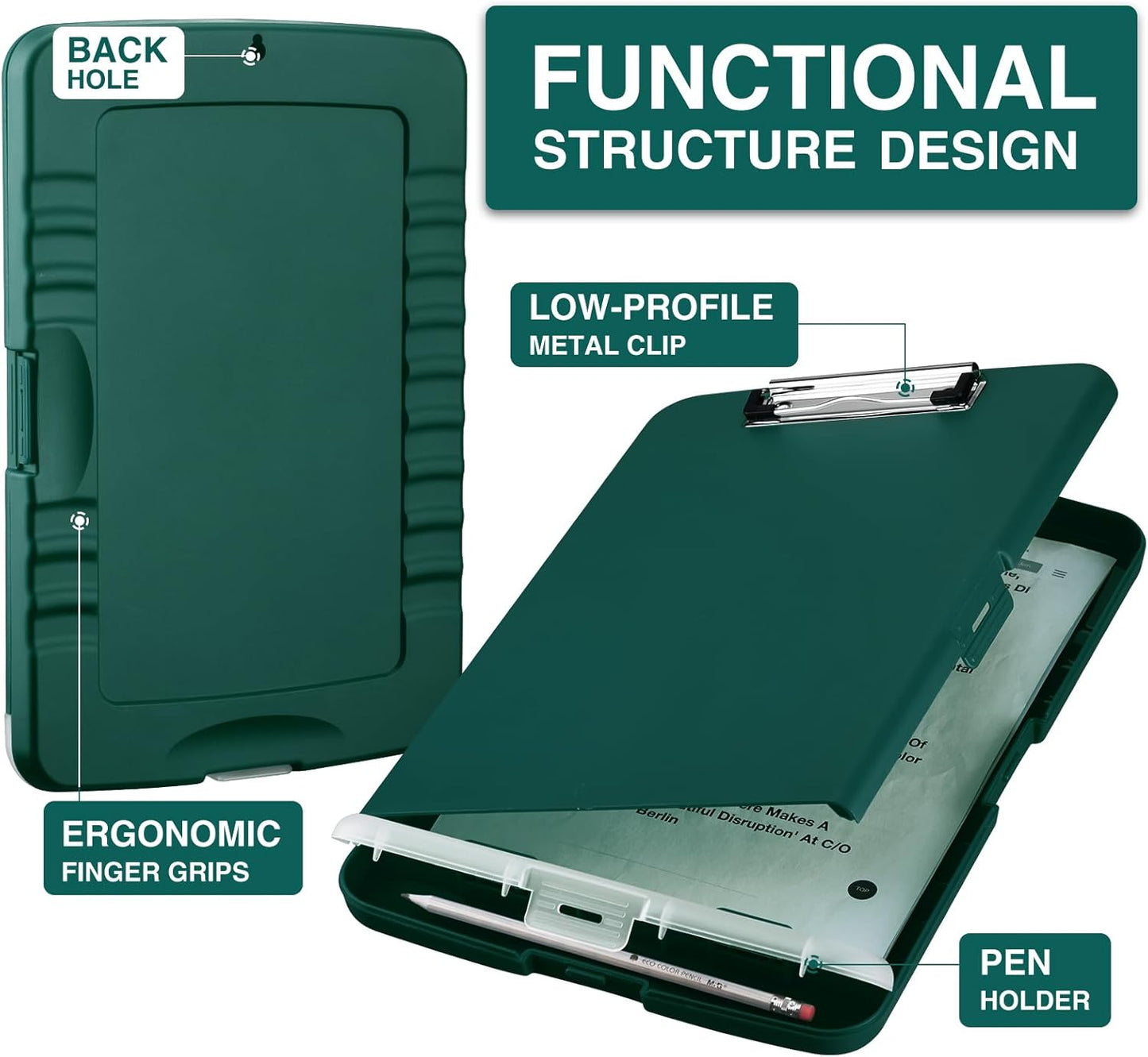Sooez Clipboards with Storage, High Capacity Clip Boards 8.5x11 with Storage, Heavy Duty Nursing Clipboard Folder, Plastic Clipboard with Pen Holder for Women Teachers Work, School & Office Supplies