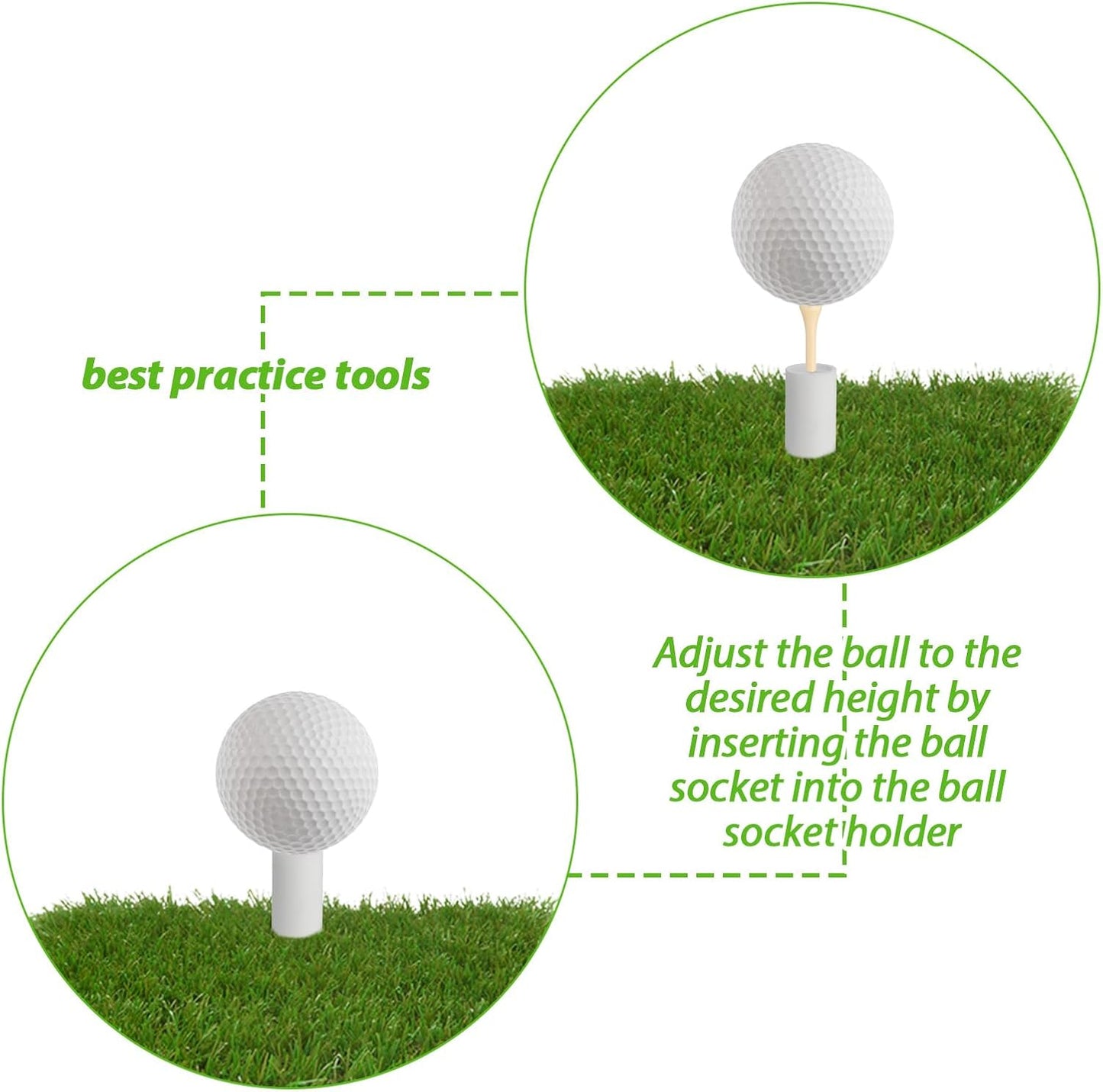 Golf Rubber Tee Holder Set for Driving Range 6 Set Golf Practice Mat Golfs Tees Practice for Golfs Hitting Mats Outdoor Indoor 1.5 Inch White Tee Holder for Hitting Mats Artificial Turf Golfe Mat