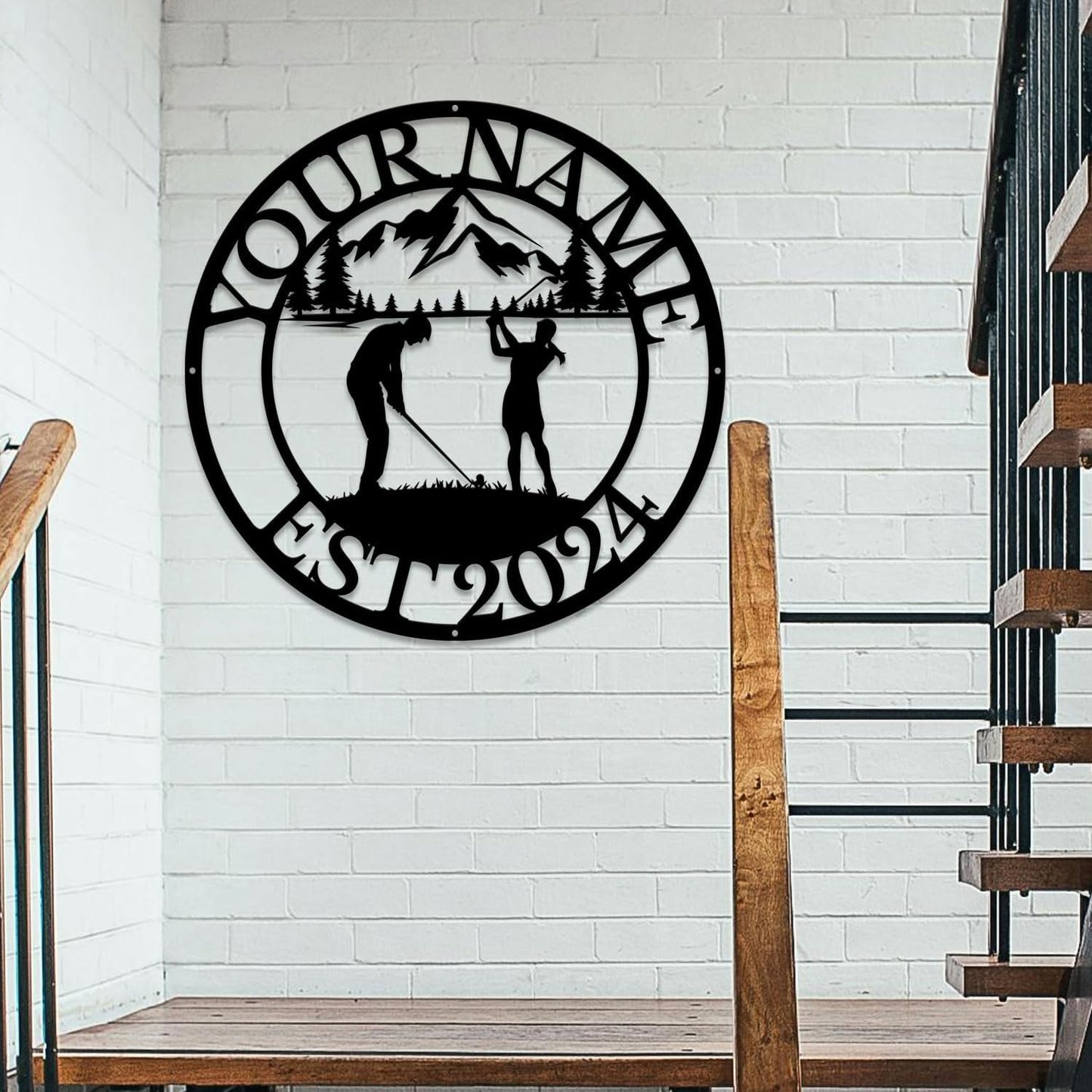 Golf Art Metal Signs,Custom Golf Metal Name Signs,Personalized Golf Signs,Black Golf Metal Wall Art Signs,Golfball Home Outdoor Metal Signs (Style C)