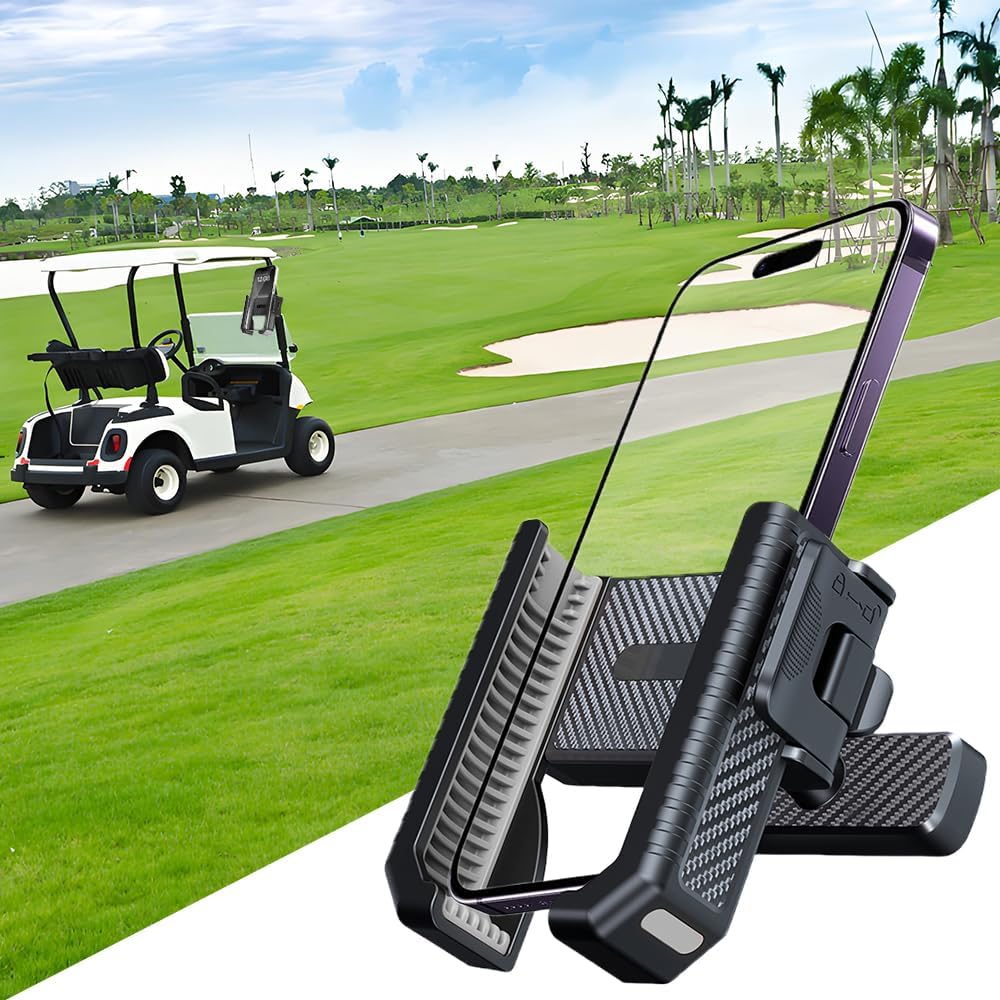 Magnetic Golf Cart Phone Holder: Powerful N52 Magnet Base, Tool-Free Install & 360° Rotatable, Universal Fits EZGO/ Club Car/ Yamaha - Must-Have Golf Accessories for iPhone, Samsung & All Smartphones