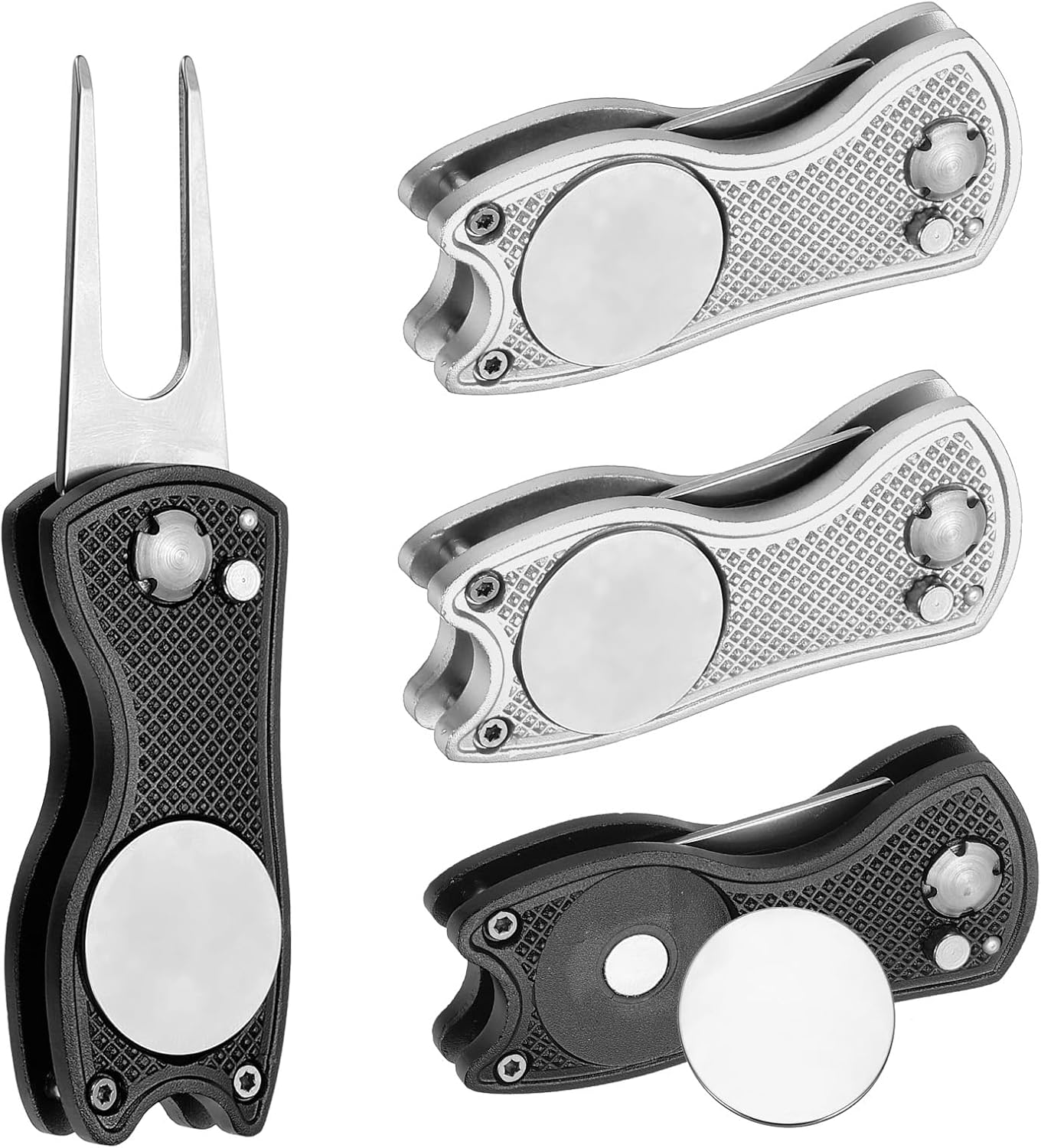 PATIKIL Golf Divot Repair Tool Foldable Metal Golf Green Divot Tool with Magnetic Ball Marker & Stainless Steel Fork