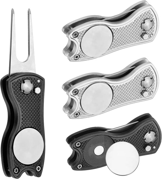 PATIKIL Golf Divot Repair Tool Foldable Metal Golf Green Divot Tool with Magnetic Ball Marker & Stainless Steel Fork