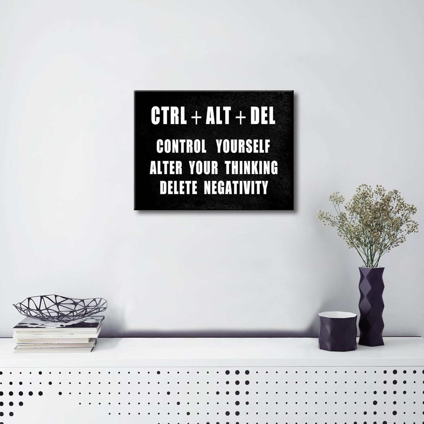 Pyradecor Motivational CTRL+ALT+DEL Classroom Positive Quotes Inspirational Poster Canvas Prints Wall Art for Office Living Room Home Decorations
