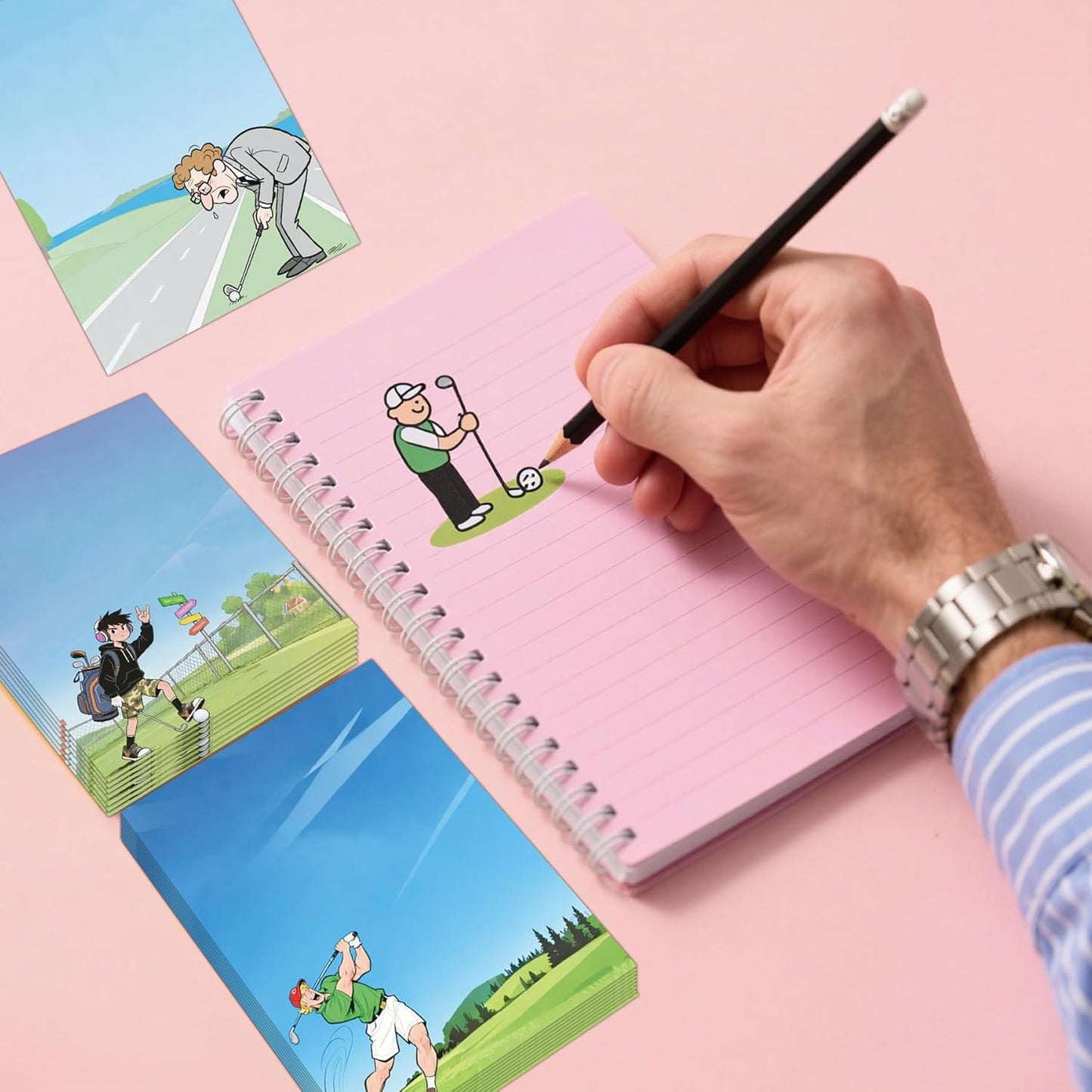 8 Set Funny Golf Theme Memoer Notepads 4 x 5.5 inch Easy Sticky Note to Do List Office Supplies for Golf Themed Events Desk Use