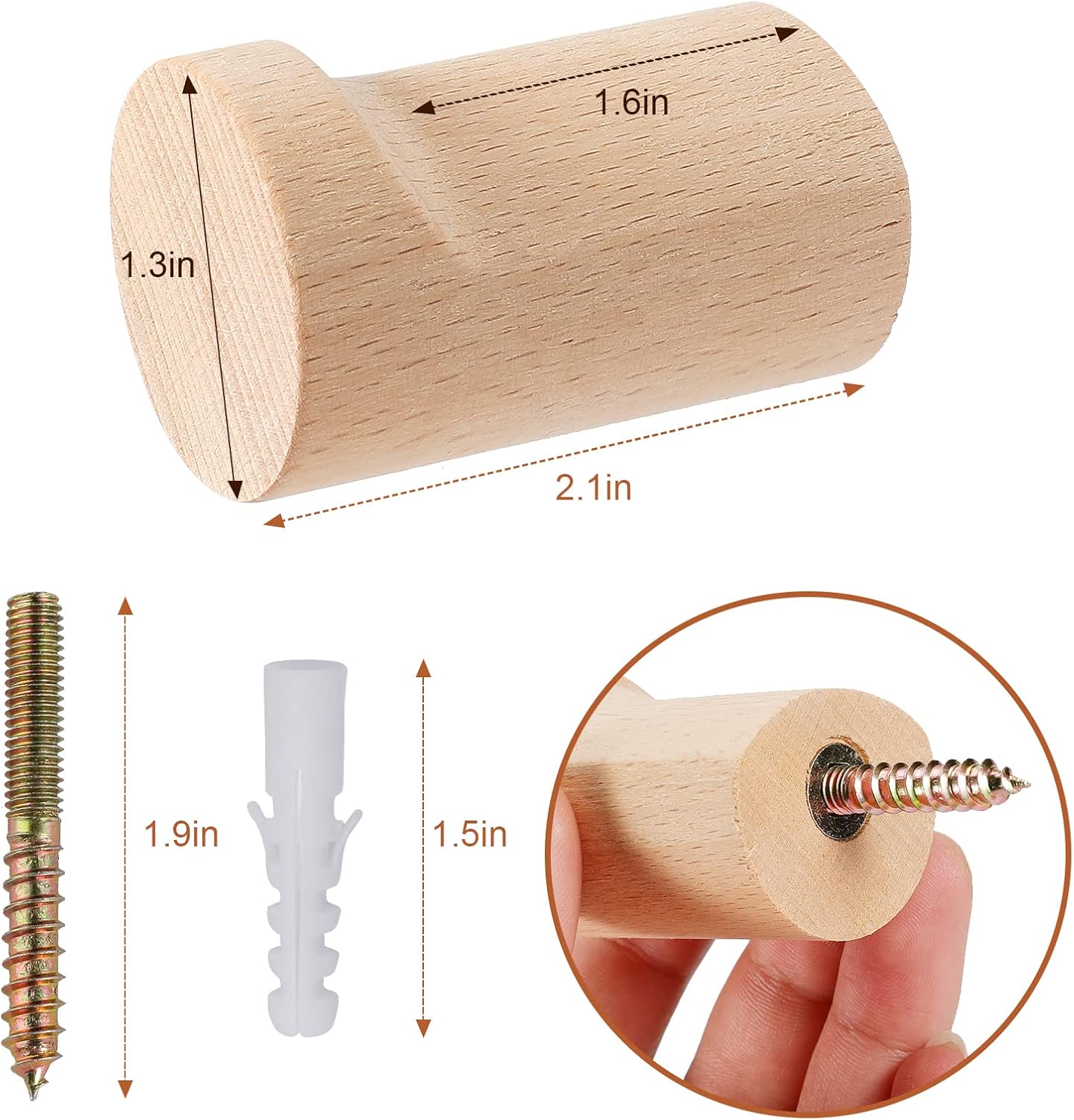 12 Pack Wood Wall Hooks, Natural Wooden Coat Hooks Wall Mounted, Handmade Rustic Hat Hooks Heavy Duty Entryway Wall Hangers for Hanging Towels, Clothes, Bags