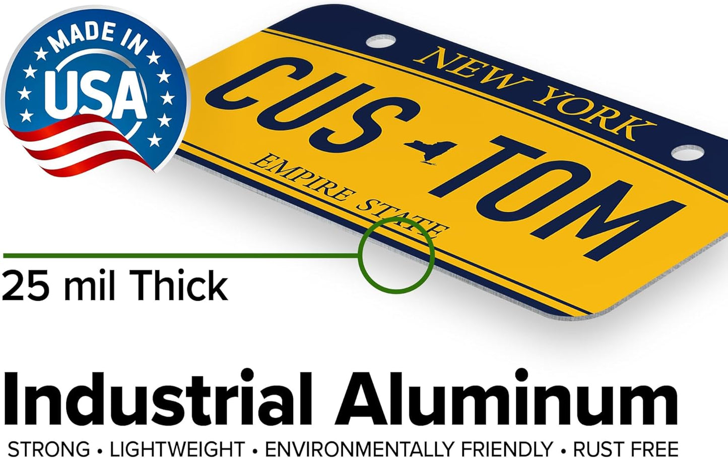 Mini License Plates, Personalized License Plates, Custom for Car, Bikes, ATV, Kids Car, Golf Cart, Jeep, 2x4 Inch, Rust-Free Fade Resistant Aluminum, USA Made by My Sign Center (New York)
