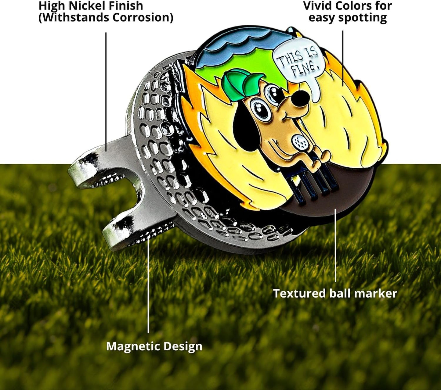 wolph This is FINE Golf Ball Marker Hat Clip – Magnetic & Durable Golf Accessories for Men Women – Funny Golf Gifts to Elevate & Personalize Your Game.