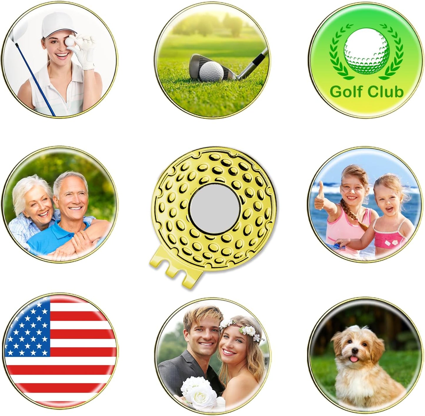 Custom Golf Ball Marker Hat Clip, 3Pack Personalized Magnetic Ball Marker, Golf Accessories for Men & Womens, Golf Gifts for Golfers