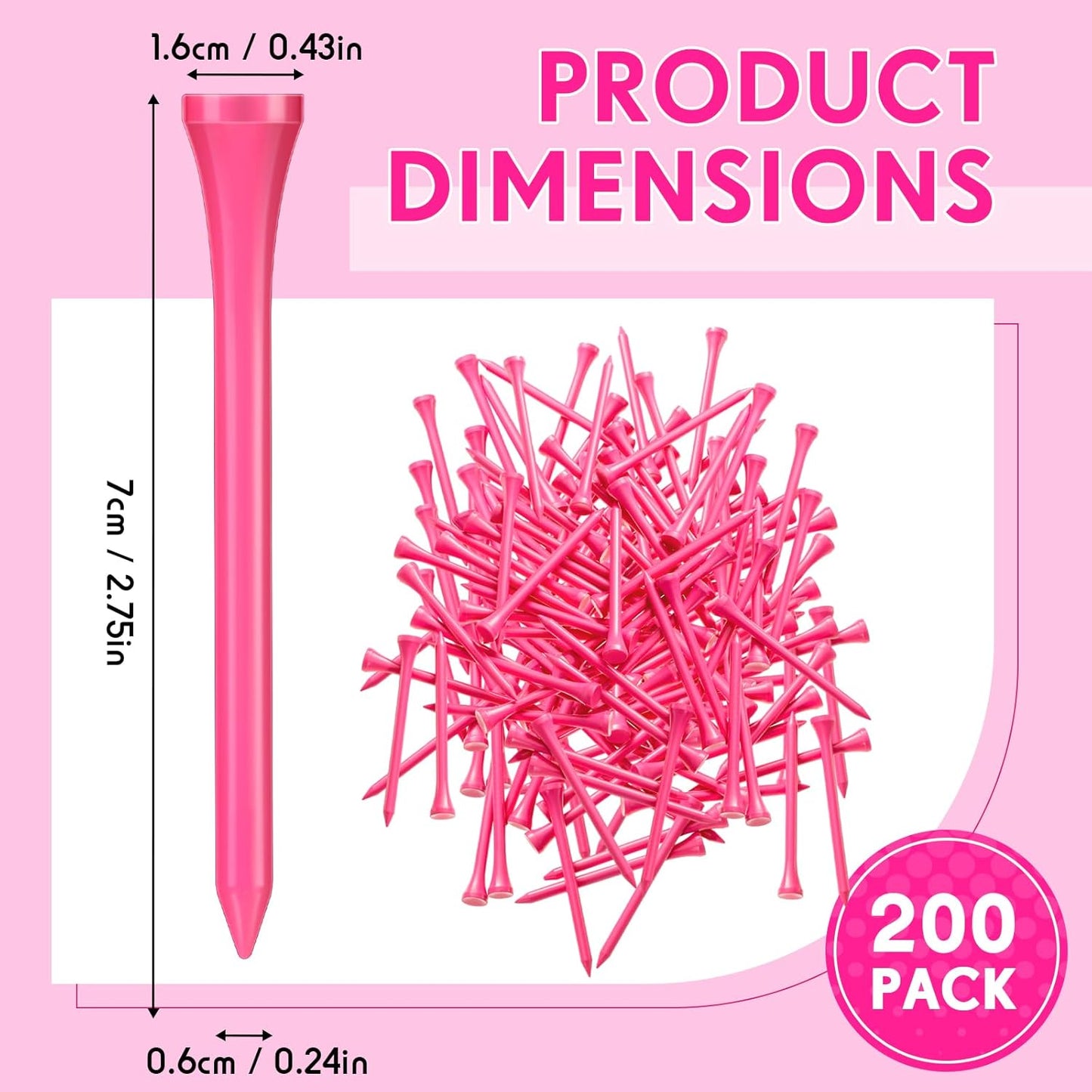 Jenaai 200 Pcs Golf Tees Bamboo Golf Tees Professional Golf Tees Bulk for Women Golf Club Accessories