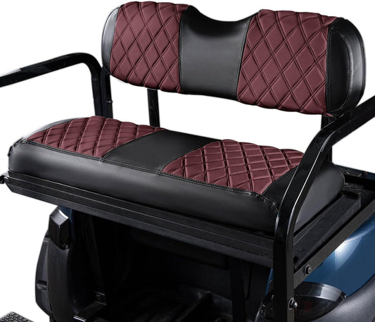 NOKINS Golf Cart Seat Covers Fit Club Car Precedent/DS/EZGO RXV/TXT/Yamaha Drive Aftermarket Standard Rear Seat Cushion, No Stapler, Multiple Colors&Breathable (Burgundy&Black)