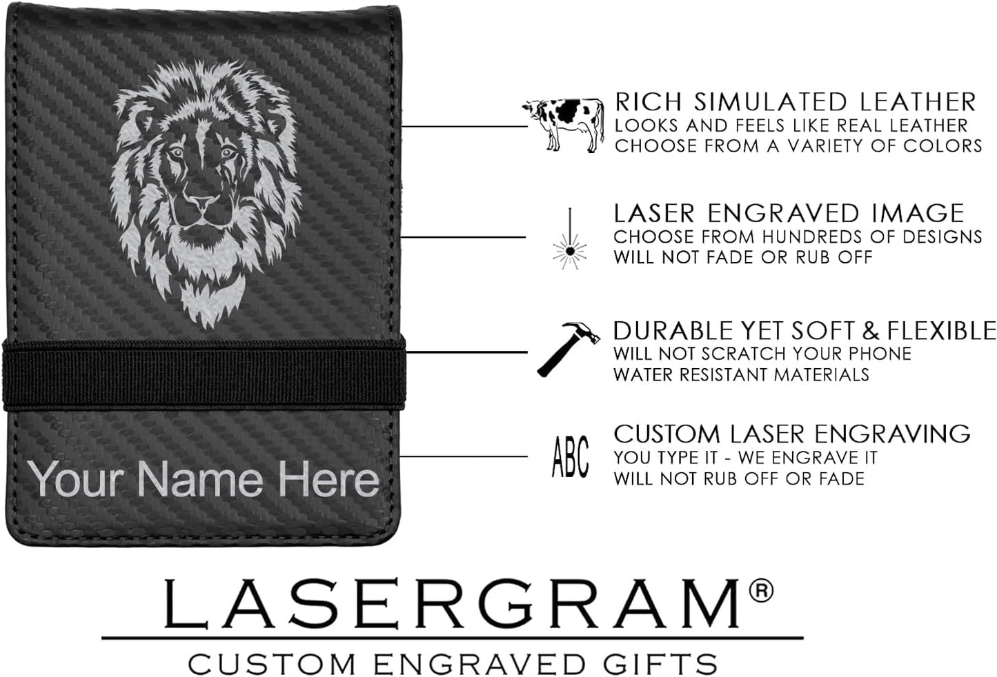 LaserGram Mini Padfolio with Notepad and Pen, Golfer Golfing, Personalized Engraving Included (Carbon Fiber Black with Silver)