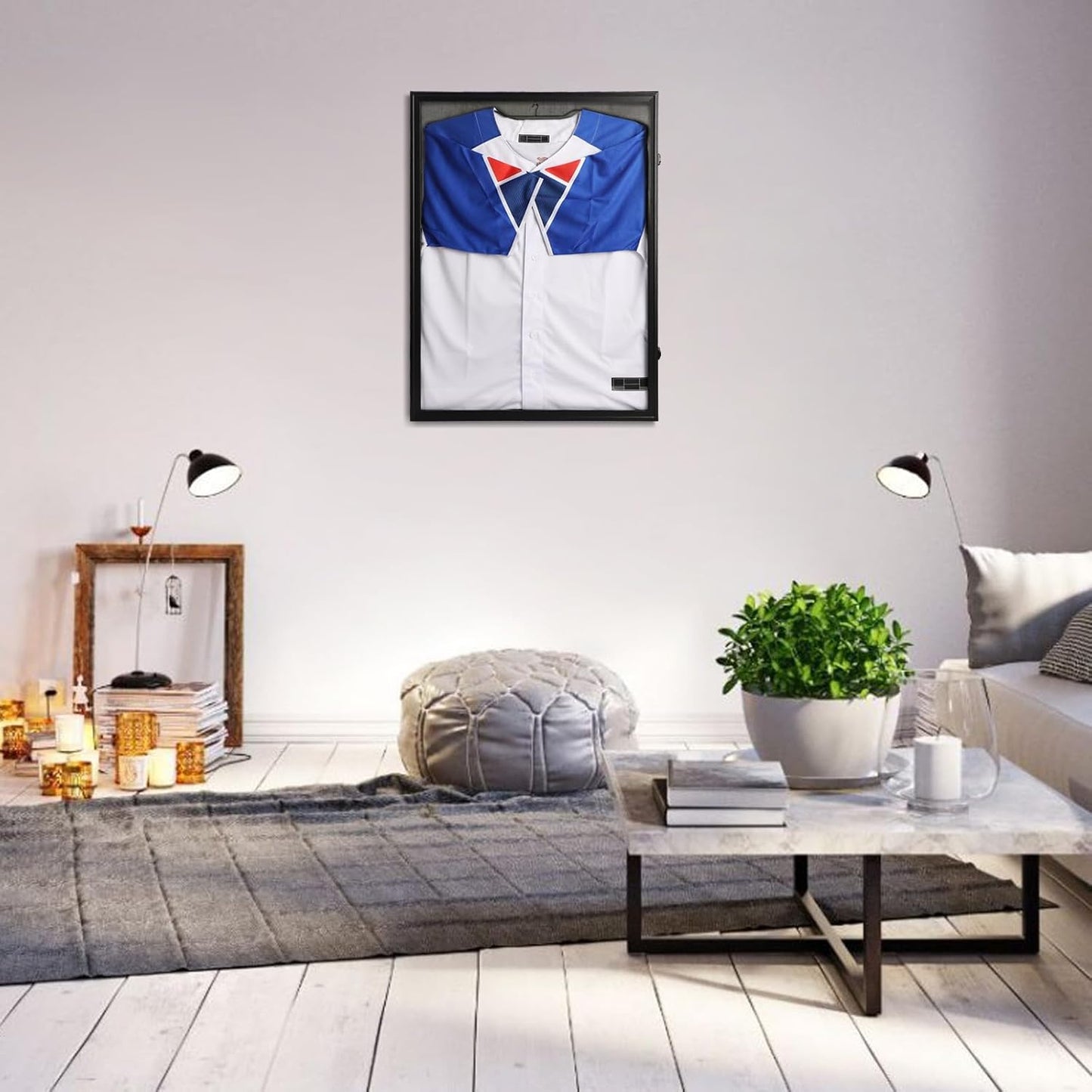 IHEIPYE Jersey Frame Display Case Black Lock,Large Shadow Box Lockable with 98% UV Protection Acrylic Linen Lining and Hangers for Baseball Basketball Football Soccer Hockey 2XL Sport Jersey Shirt