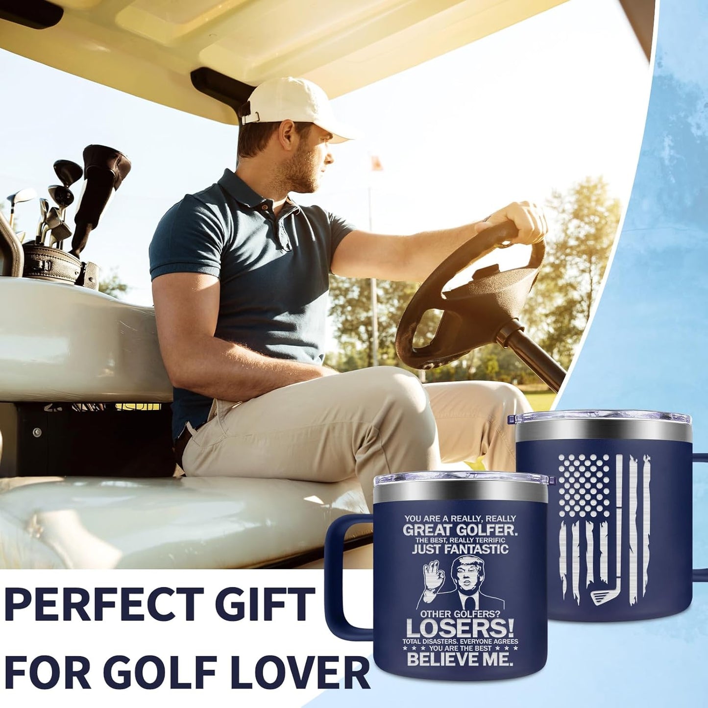 Fufendio Golf Gifts for Men - Best Golf Gift 14oz - Fathers Day Golfs Gifts for Dad Grandpa Brother Men Golfers Him - Christmas Gift