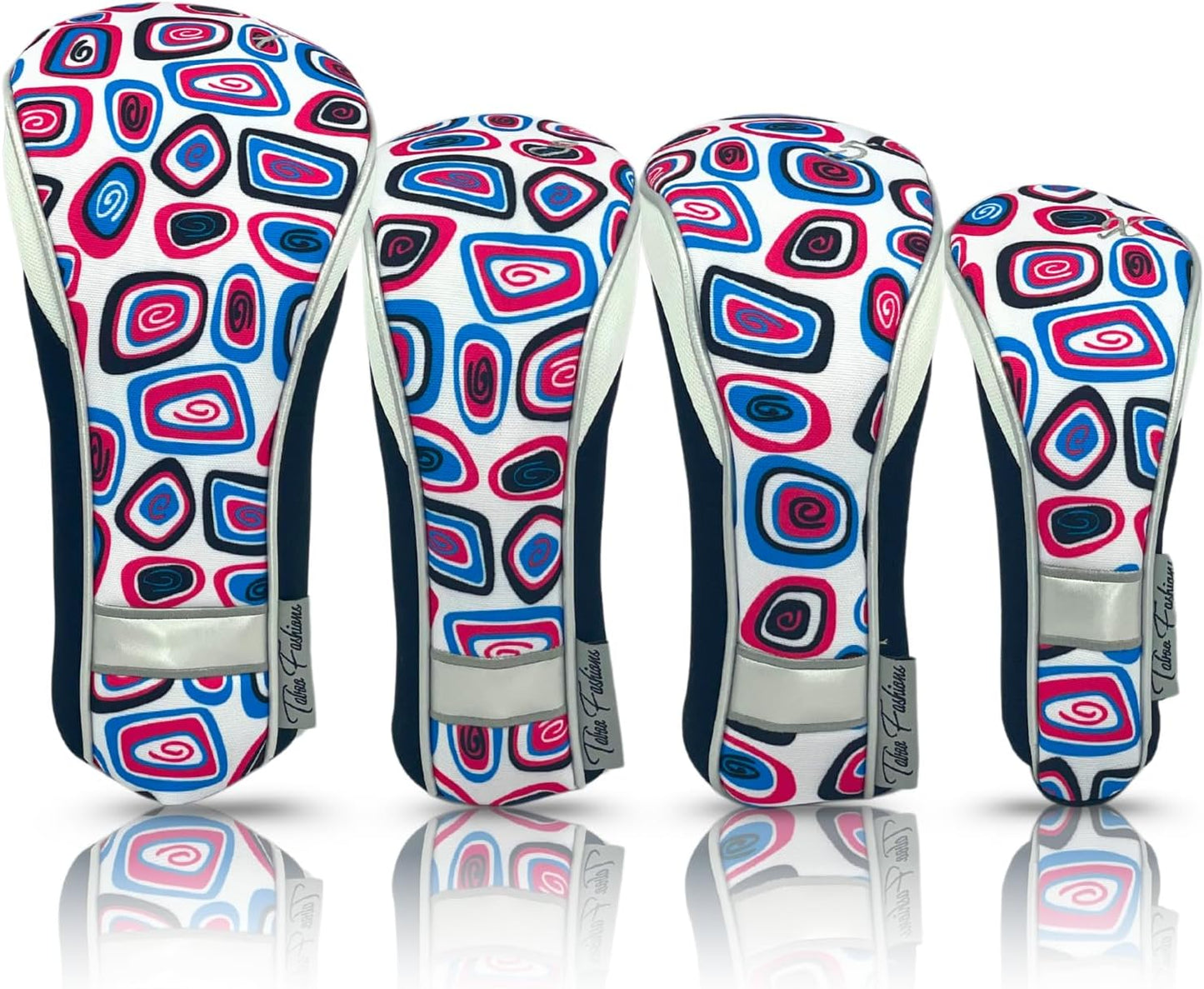 Taboo Fashions Monaco Golf Club Covers for Women - Numbered Golf Headcovers Set for Driver, Fairway and Hybrid Clubs - Weather Resistant, Pack of 4