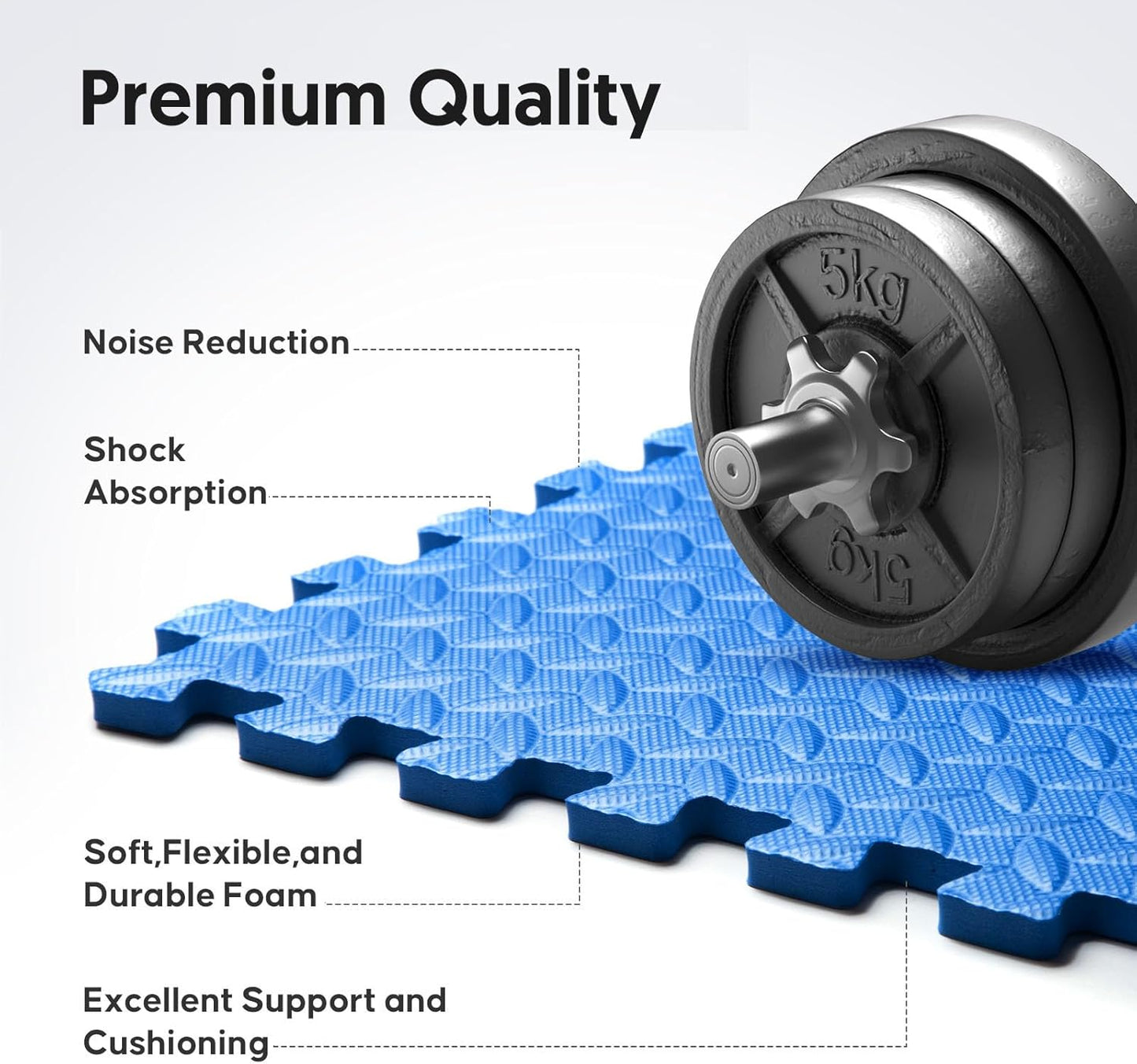 Home Gym Mat, Puzzle Exercise Mat, EVA Interlocking Foam Floor Tiles for Home Workout Equipment and Kids' Play Areas - Blue, 24 in x 24 in x ½ in - 24 Tiles (Blue, 24 Pack 96 sq ft)