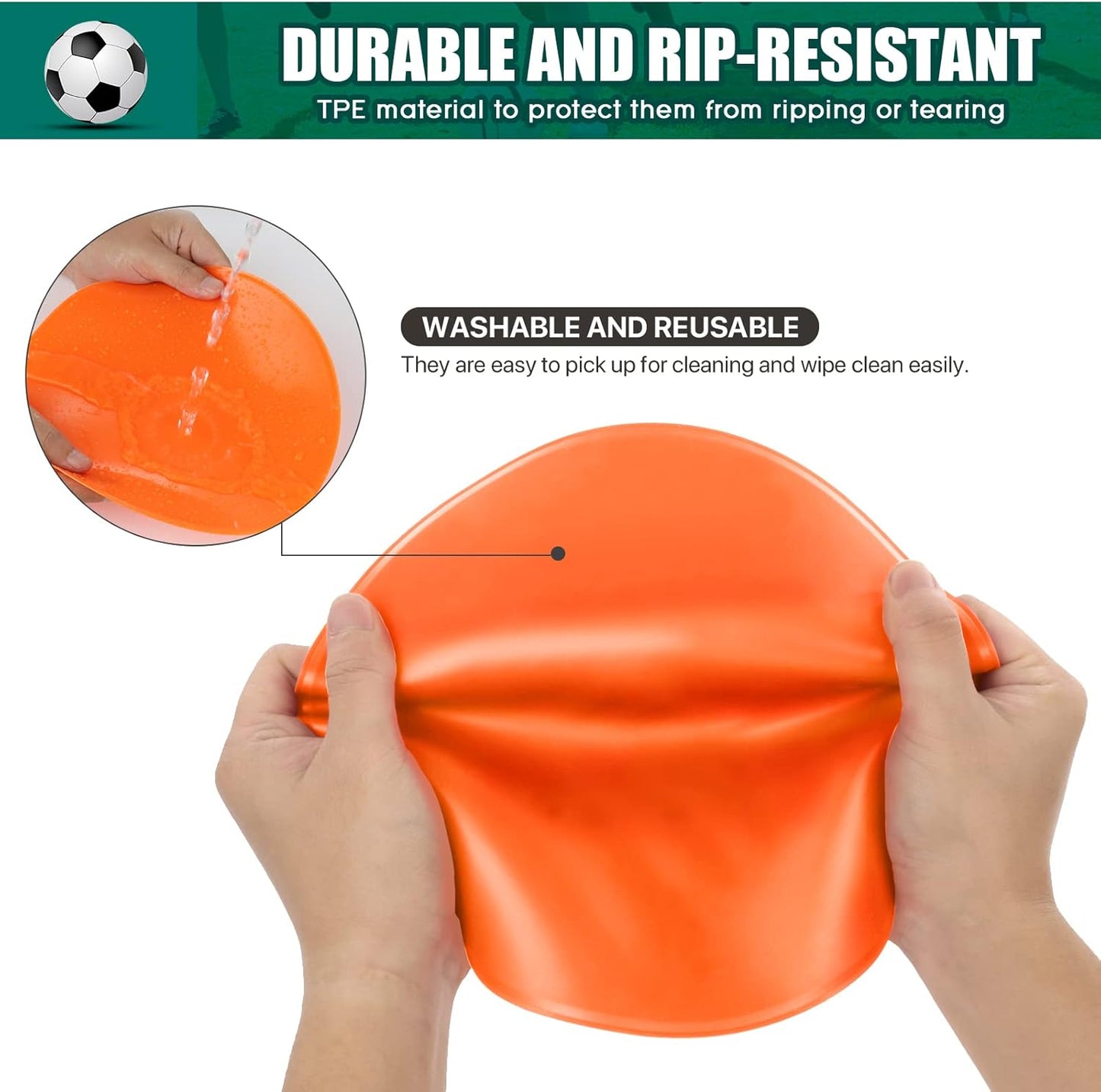 Poly Spots for Gym Floor 4.72inch 6inch 9 inch Poly Spot Markers, 60 Pcs Rubber Floor Dots Non Slip Flat Cones for Sports Soccer PE Training, Dance, Classroom Activities