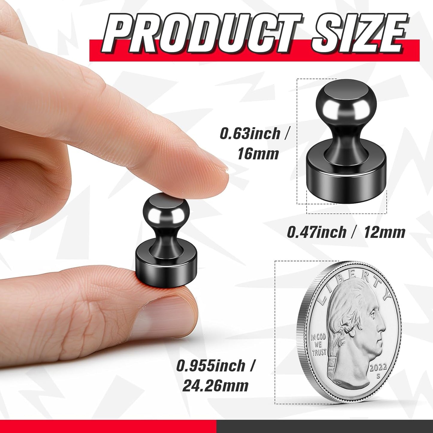 FINDMAG Magnets for Fridge, 200Pcs Black Professional Grade Neodymium Fridge Magnet, Strong Whiteboard Magnet, Ultimate Bulk Push Pins Magnets for Kitchen, Classroom, Metal Decorative, Cruise Decor