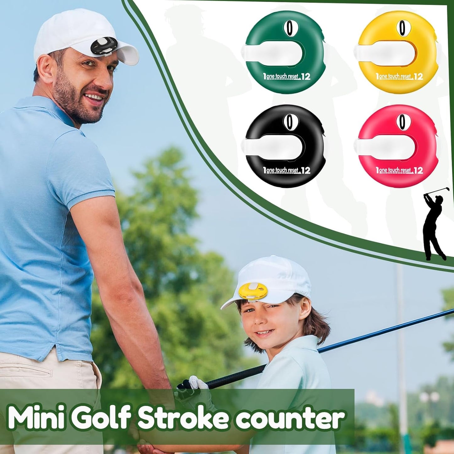 Frienda Golf Score Counter Mini Golf Stroke Counter with One Touch Reset and Simple Attachment to Scorekeeper Glove in