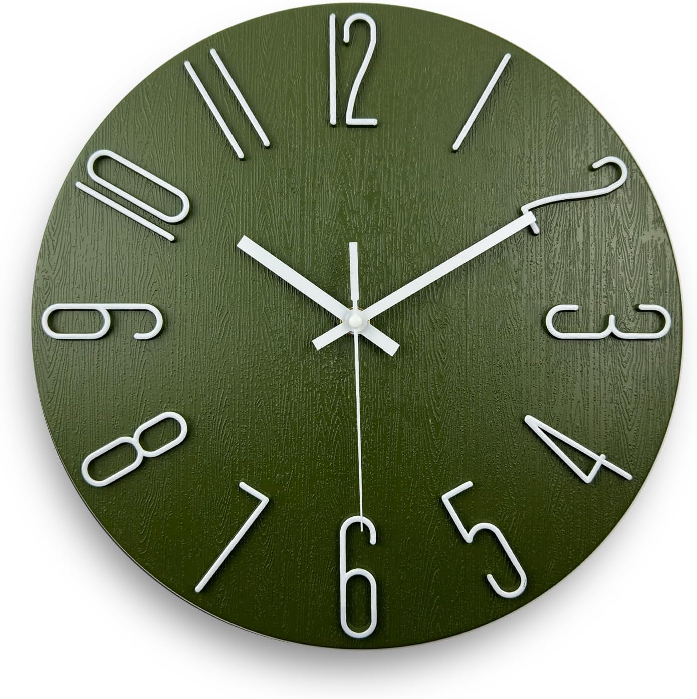 Wall Clock, Silent Clock, Wall Clocks Battery Operated， 12 inch Modern Wall Clock, Suitable for Offices, Living Rooms, Kitchens, Homes, Schools (Green)