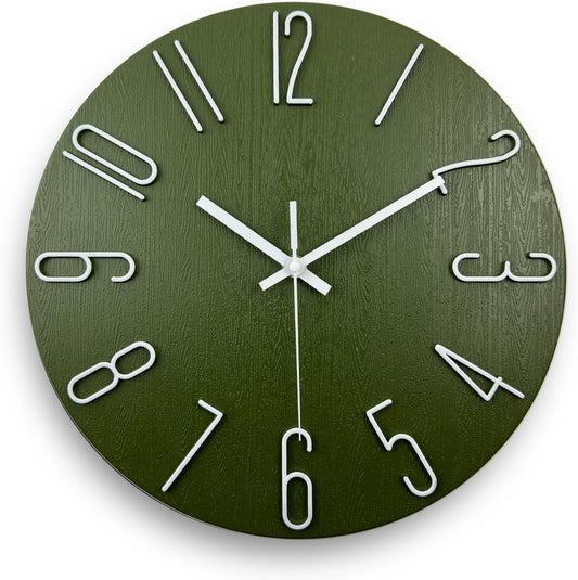 Wall Clock, Silent Clock, Wall Clocks Battery Operated， 12 inch Modern Wall Clock, Suitable for Offices, Living Rooms, Kitchens, Homes, Schools (Green)