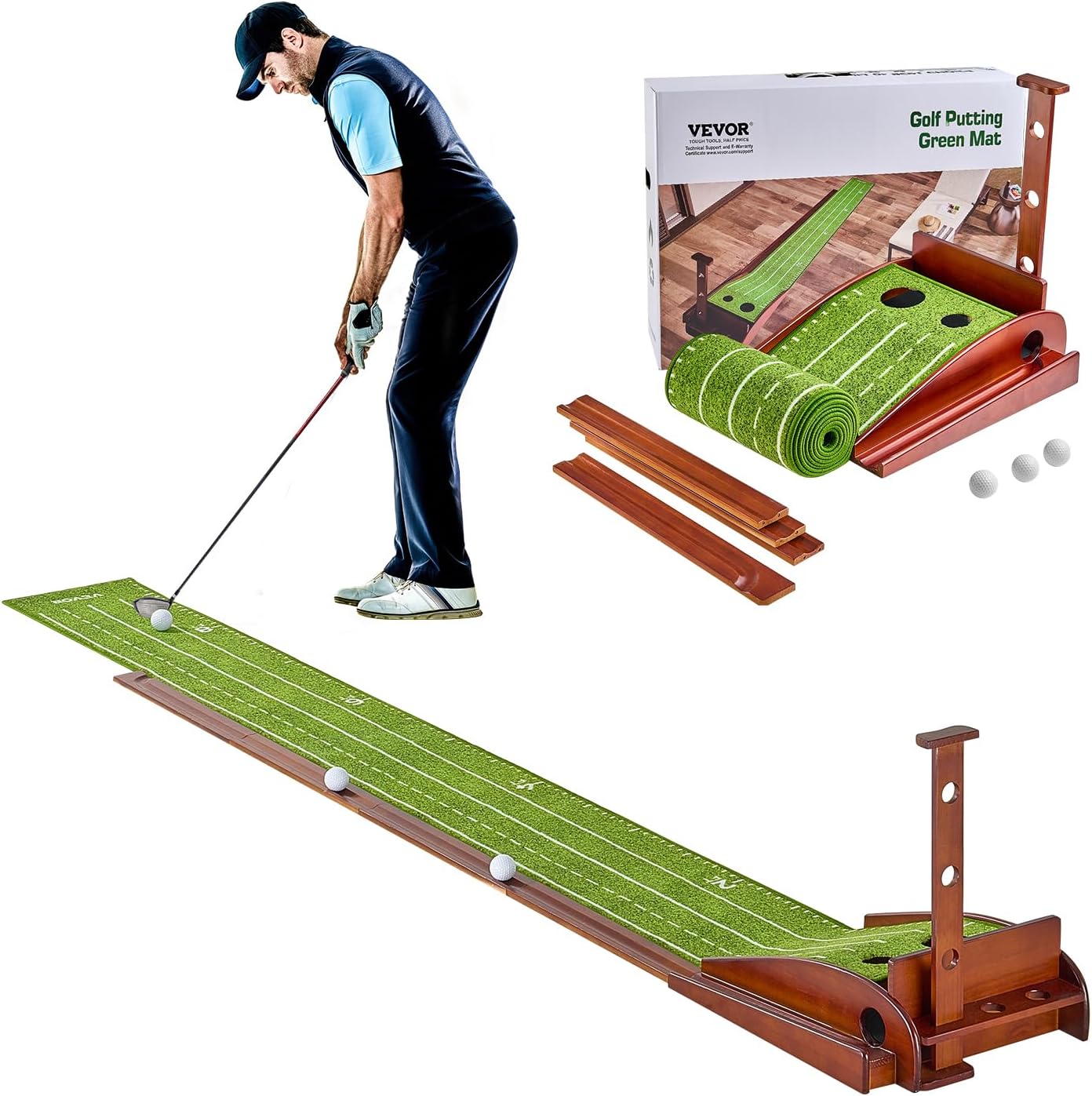 VEVOR Golf Putting Mat, Putting Green Indoor, Putting Matt for Indoors, Sports Spin n Putt Golf Game, Perfect Practice Putting Mat, Golf Putting Mats Practice Auto-Ball Return