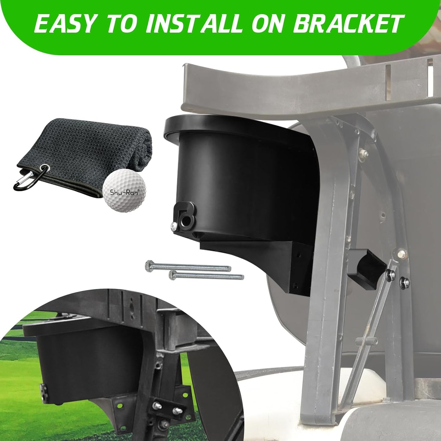 Golf Cart Ball Washer and Club Cleaner Kit with Golf Towel for EZGO, Club Car, Yamaha, Advanced EV, Star EV, Universal & Detachable