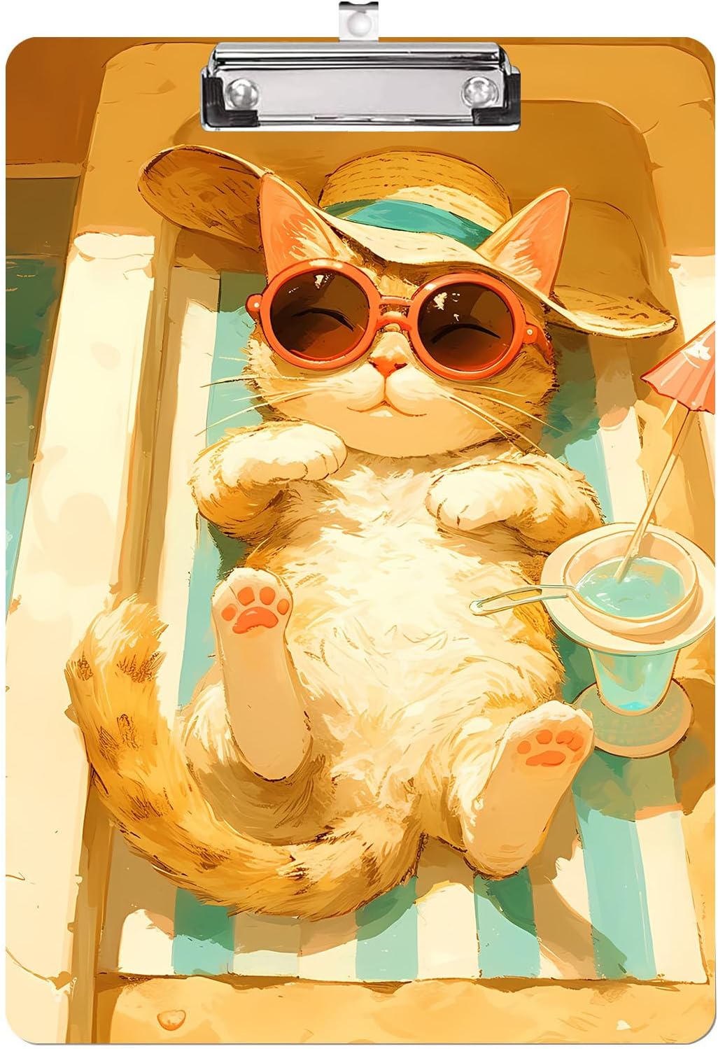 Cute Cat Clipboard,Decorative Acrylic Clipboard with Low Profile Metal Clip for Office,School,Teachers,Students Standard Letter Size 9x12.5