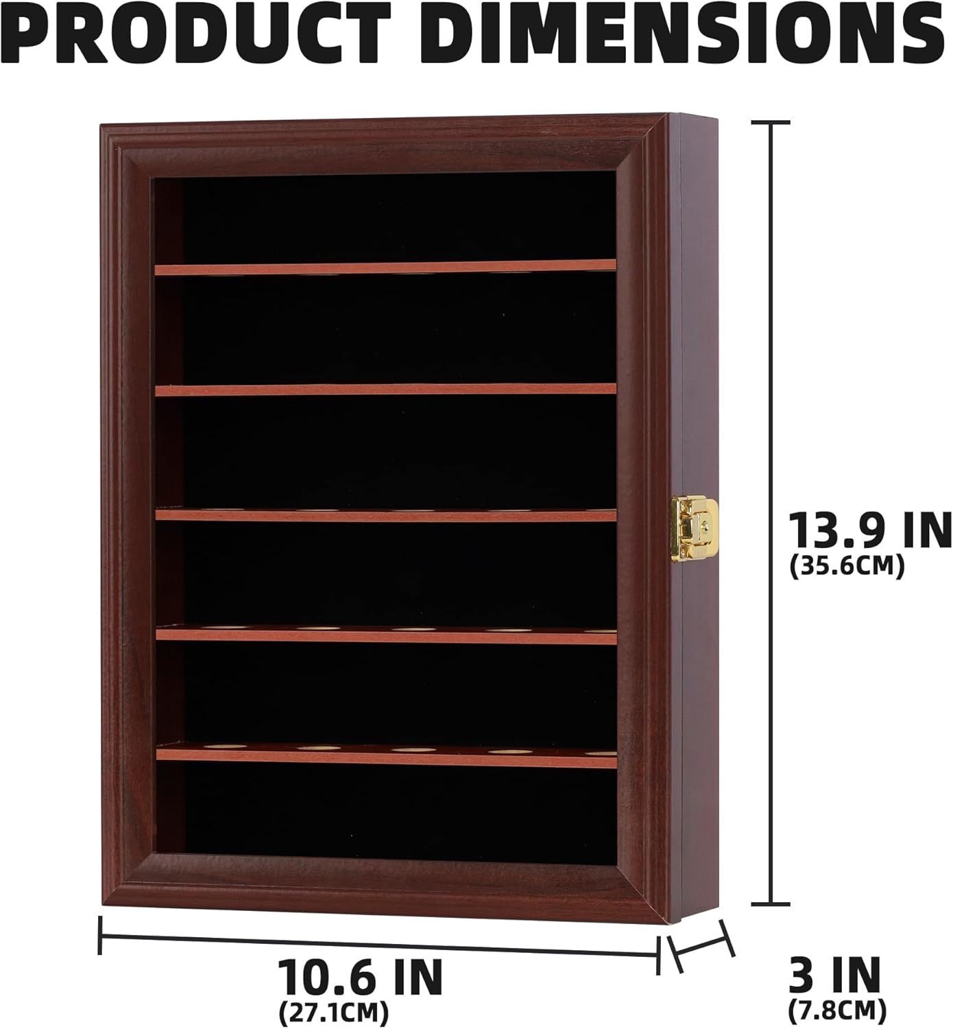 Golf Ball Display Case for 30 Golf Balls, Display Cabinet Great Golfer Memorabilia Gift for Golf Enthusiasts, for Hole-in-1 Display, Wall Mount with Lockable Door Black
