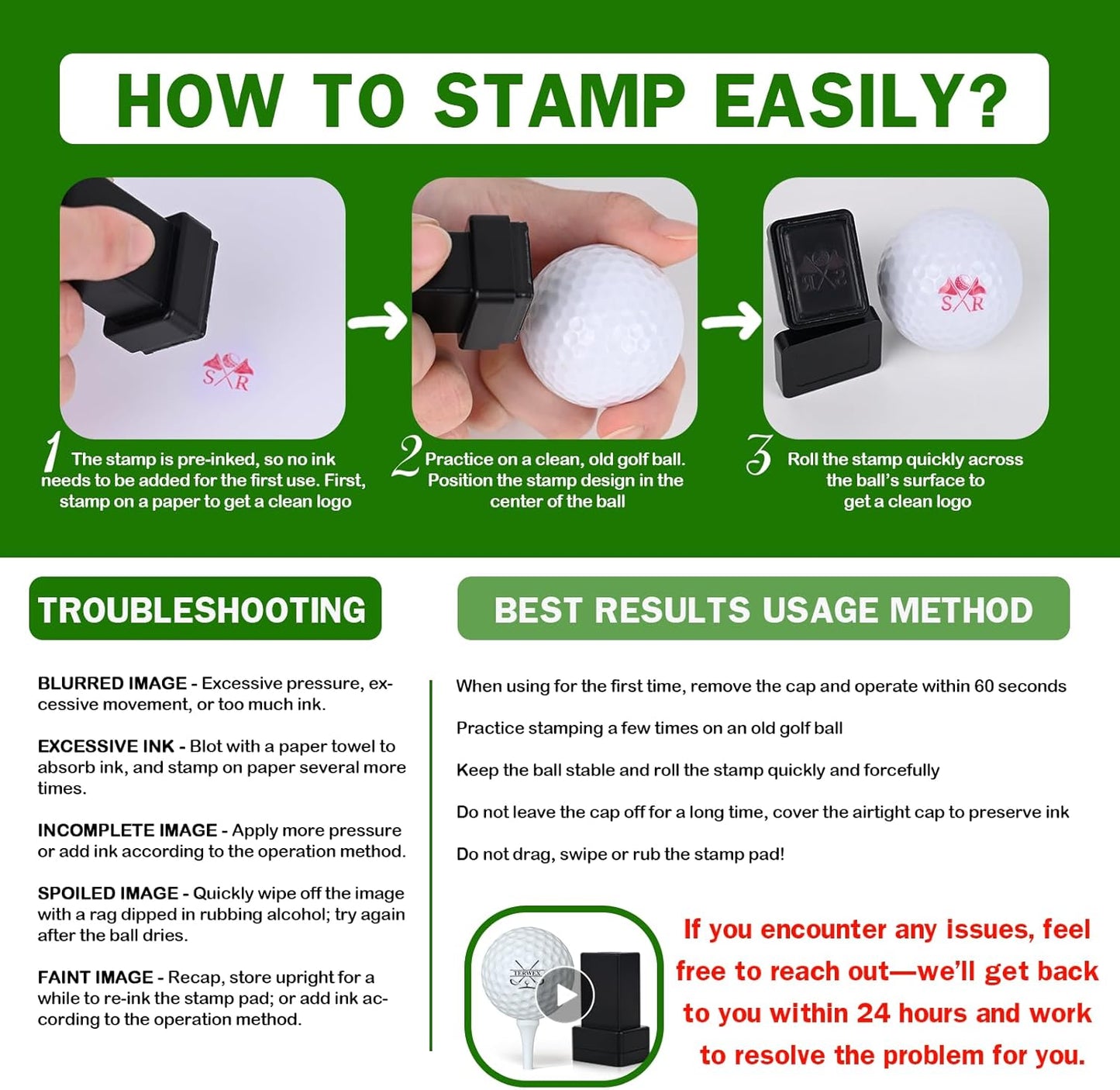 Custom Golf Ball Stamp | Self-Inking Golf Stamp with Magnetic Leather Golf Ball Marker Set | Quick-Dry Permanent Golf Balls Marking Tool | Golf Accessories Birthday for Men Dad