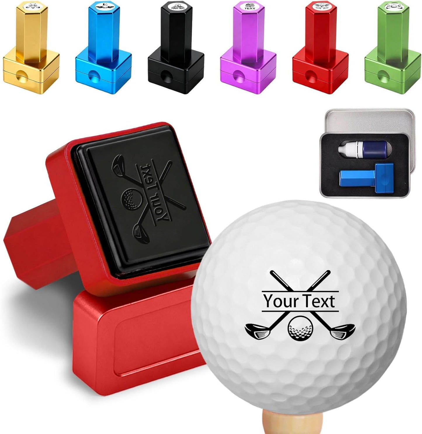Personalized Custom Golf Ball Stamp Markers with Ink Customized Logo Monogram Name Golf Ball Stamper for Golfer Husband Boyfriend Dad Gift Reusable Your Own Golf Ball Stamps