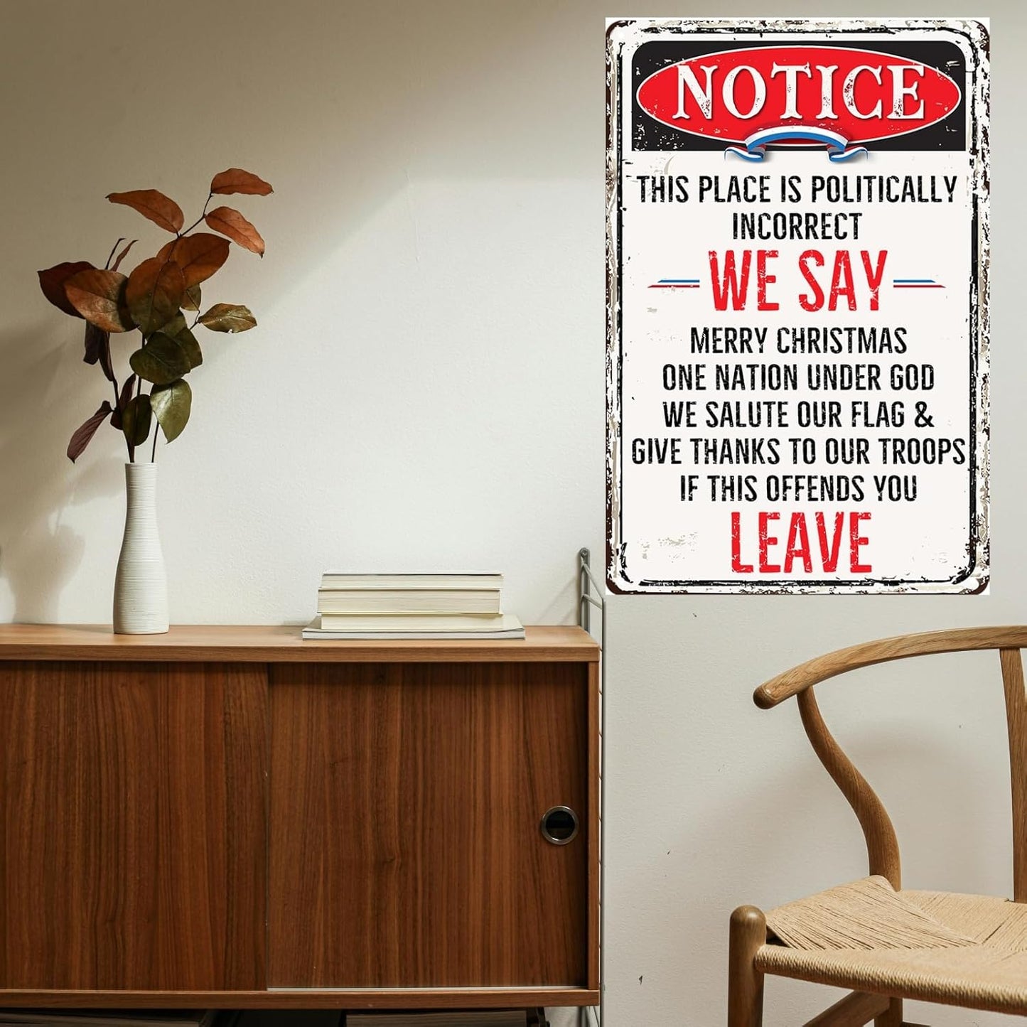 Notice This Place Is Politically Incorrect We Say If This Offends You Leave Signs Funny Metal Tin Signs Garage Signs For Men 8x12 Inch