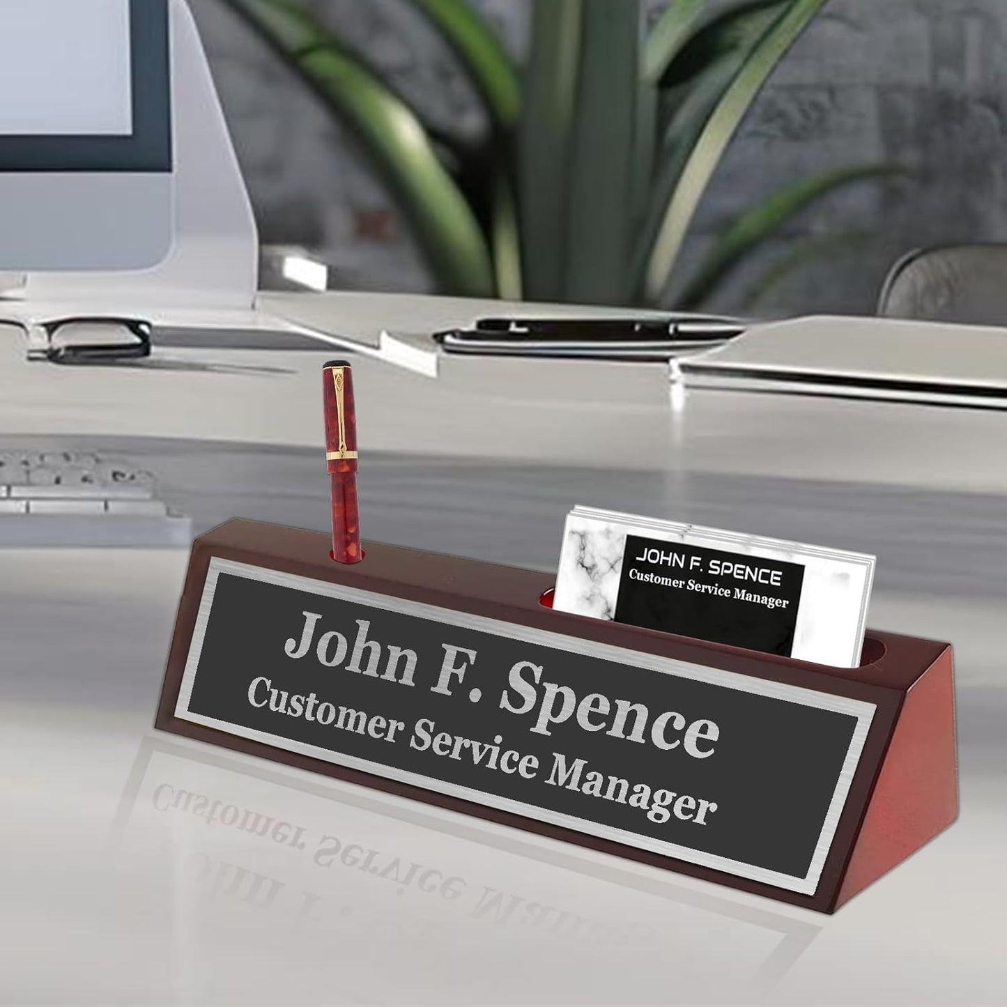 Name Plate for Desk Personalized Desk Name Plates Custom Wood Name Plaque with Name Title Office Desk Accessories Gifts for Coworkers Employees Boss Manager Teacher