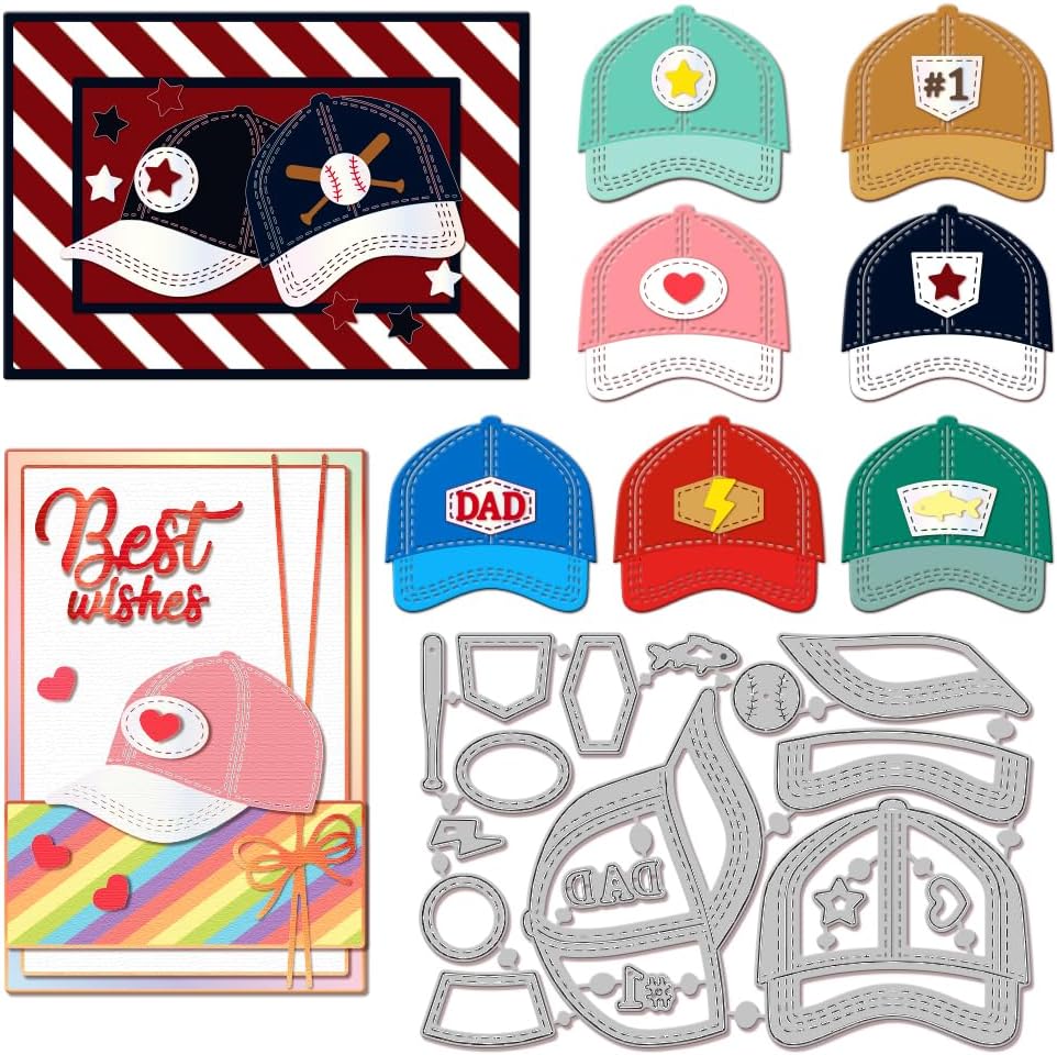 GLOBLELAND Sports Hats Cutting Dies for Card Making Peaked Cap Cut Die for DIY Scrapbooking Journal Embossing Paper Craft Decor
