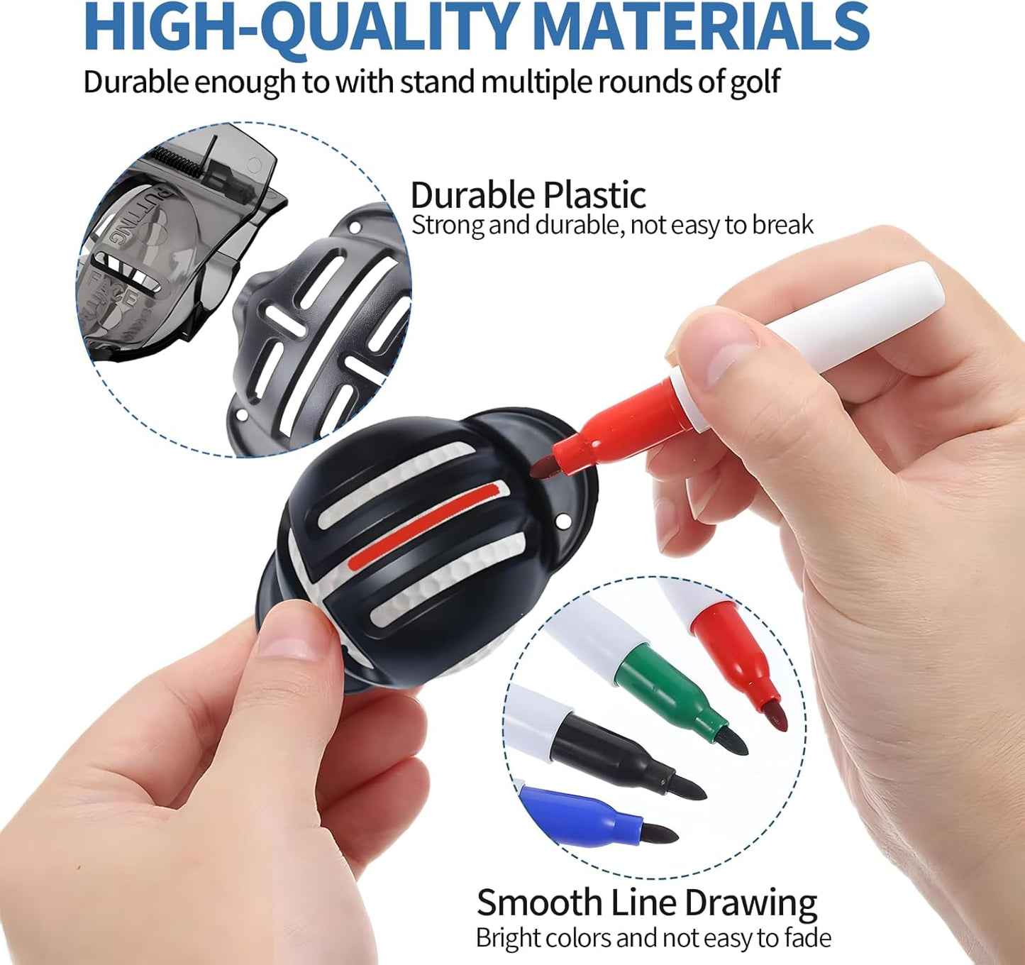 8 Pack Golf Ball Line Marker Tool,Golf Ball Stencil Alignment Kit,4 Golf Ball Marker Stencil and 4 Color Golf Ball Markers,Easy Ball ID &Putting Practice