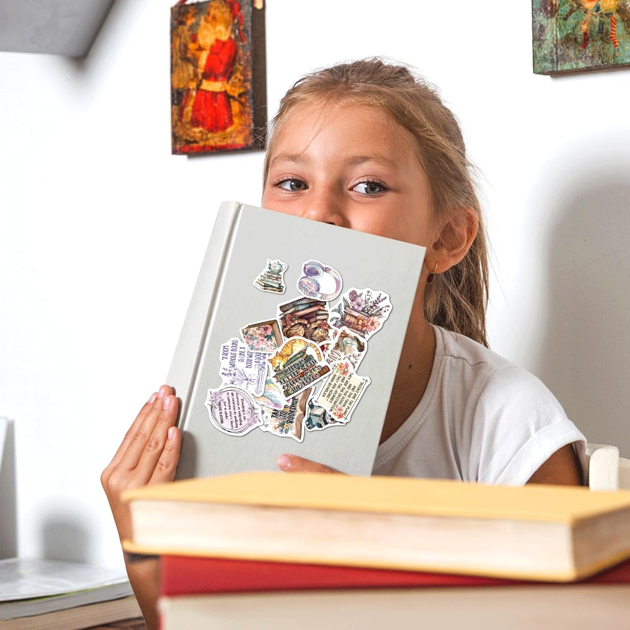 108Pcs Book Lover Aesthetic Stickers Pack for Journal Laptop Ipad Kindle Case Waterproof Vinyl Sticker Set Readers Students Teens Women Club Booktok Scrapbooking