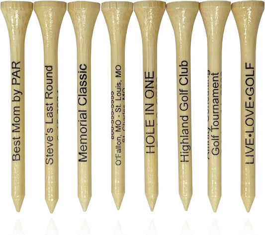3 ¼ Bamboo Golf Tees, Customizable Golf Tees with Imprinted Messages, Essential Equipment & Ideal Gift for Golfers