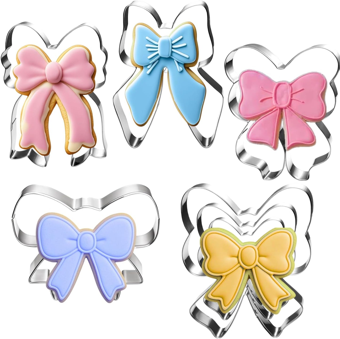 Bow Cookie Cutter Set-7 Piece-2.2" to 4.0"-Dishwasher Safe - Metal Cookie Cutter for Baking - Perfect for Baby Shower, Birthday, Wedding, and Graduation Cookies