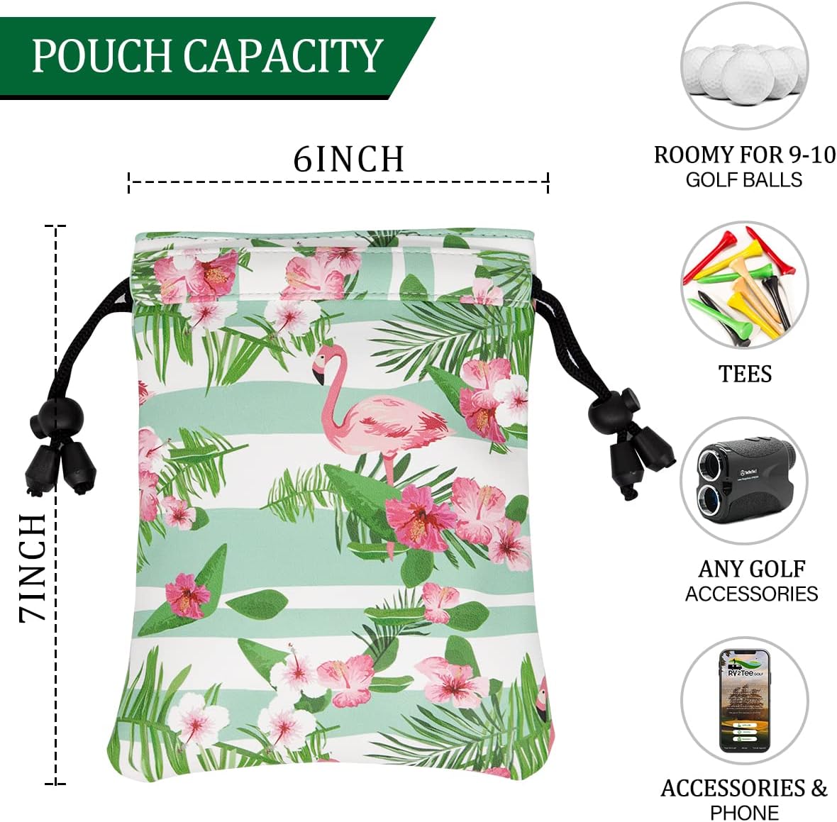 Leather Golf Tee Pouch with Drawstrings - Valuables Bag for Men & Women