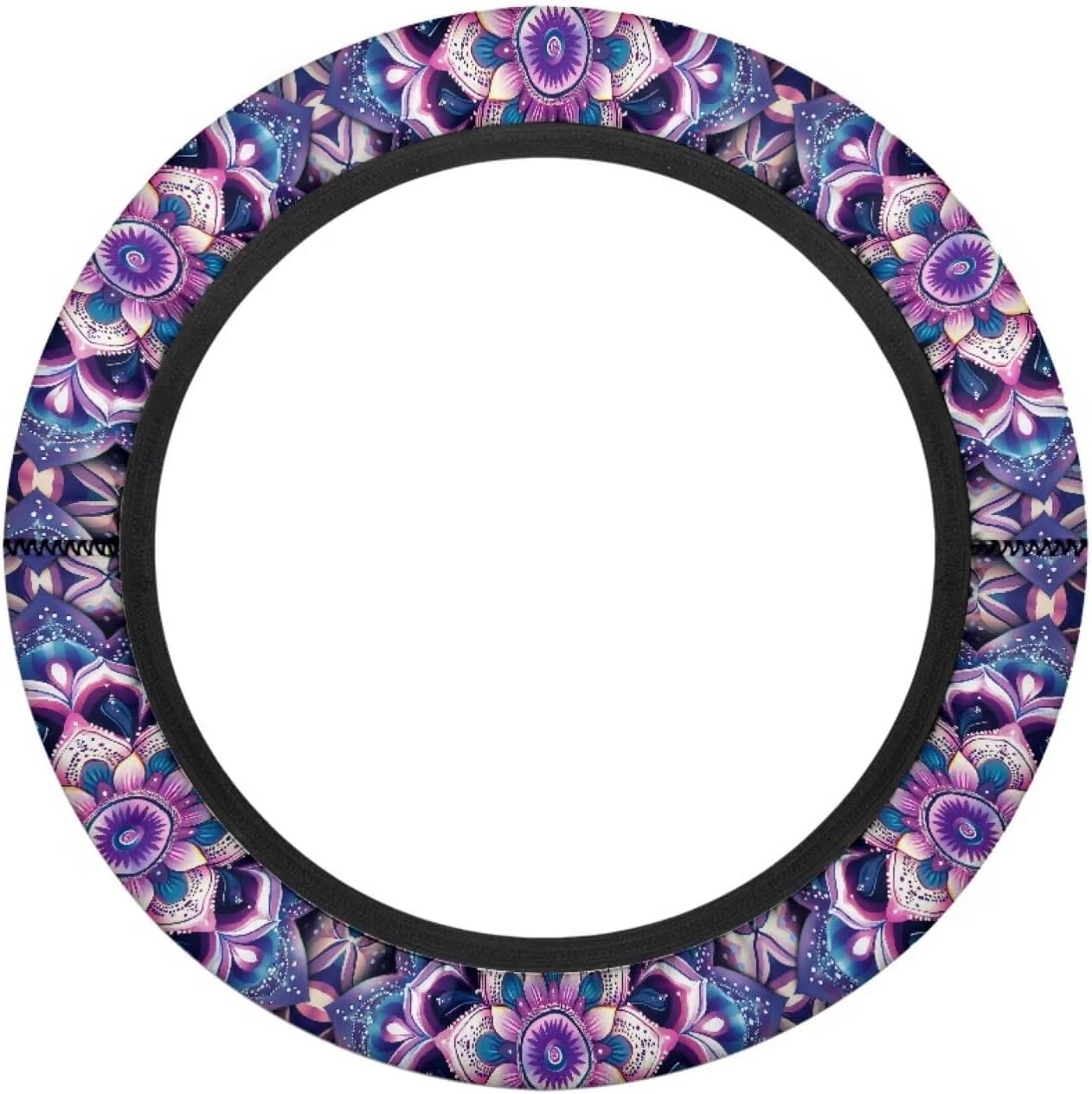 Mandala Golf Cart Steering Wheel Cover Purple 13.5 Inch Steering Wheel Cover Golf Cart Accessories for Women, Lightweight Anti-Slip Club Car Decor Easy to Install