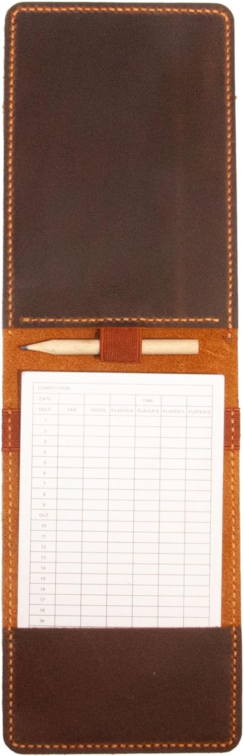 Leather Golf Scorecard & Yardage Book Holder, Personalized Golf Gift, Yardage Book Holder, Gifts for Dad, Gifts for Golfers (Pattern # 1)