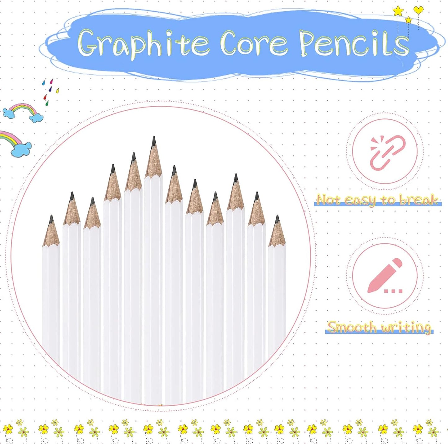 Zonon 24 Pcs White Golf Pencils with Erasers Mini Small Pencil Baby Shower Favors Bulk Hexagon Wooden Sharpened Half Graphite 2B for Golf Event, Bridal Shower, Party Game, School, Company, Pew, Pocket