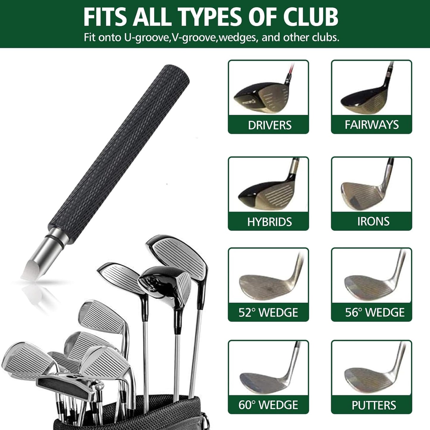 Pro Golf Club Cleaner Brush Golf Groove Sharpener Tool with Retainer Clip and Squeeze Water Bottle 7.5 Inches Holds 4 Ounces of Water, Essentials Golf Bag Accessories Best Golf Gifts for Men